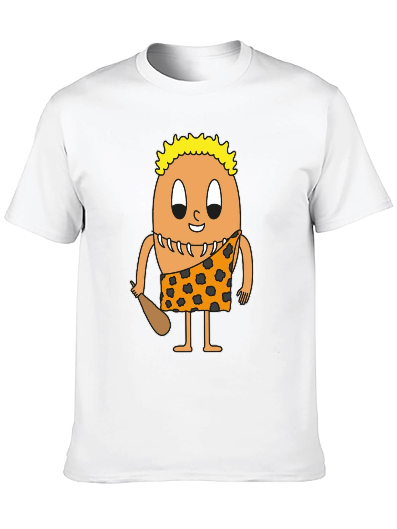 Cartoon Caveman Egg Black T-Shirt