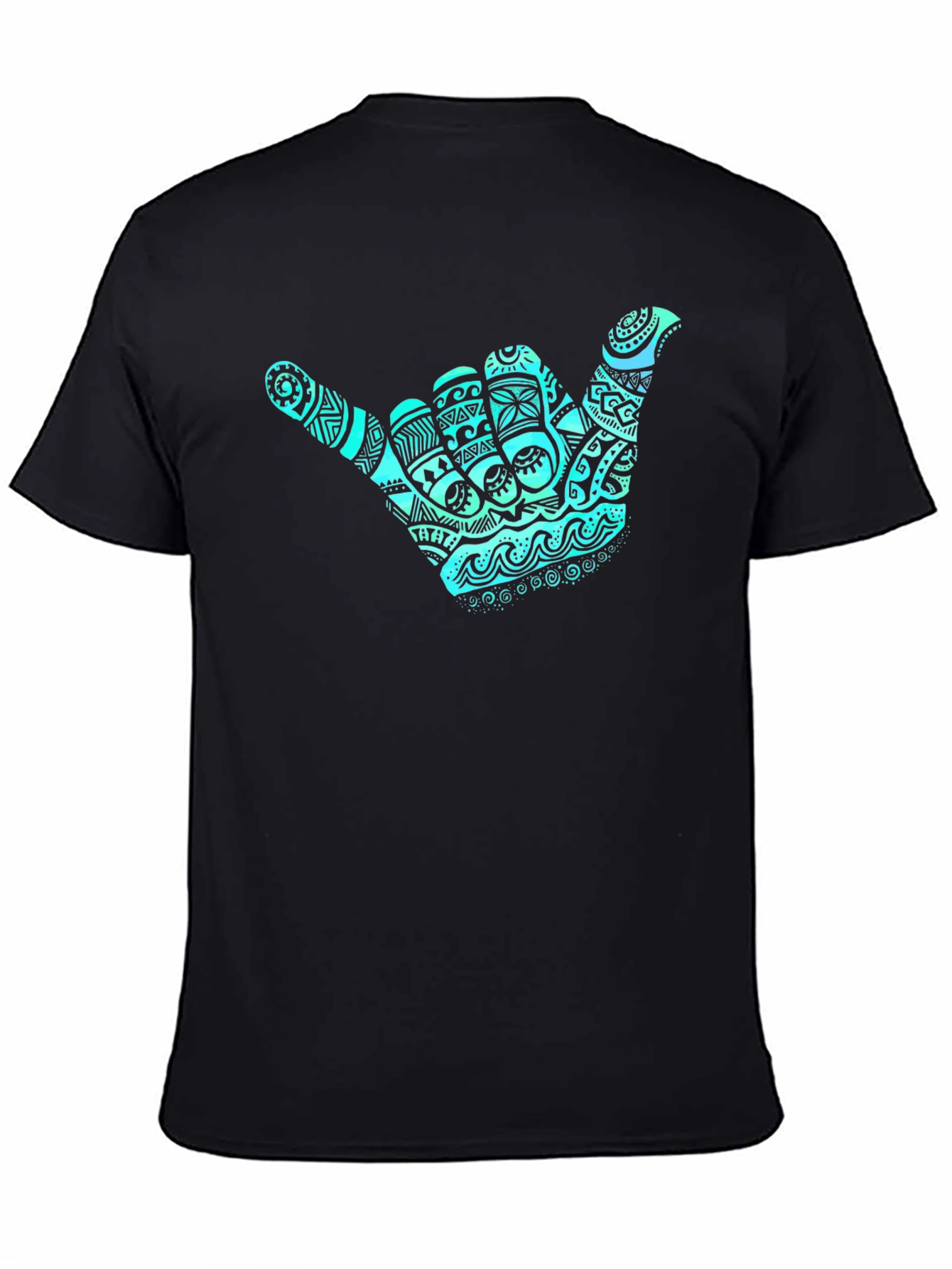 Shaka Hand Graphic Tee - Casual Black T-Shirt