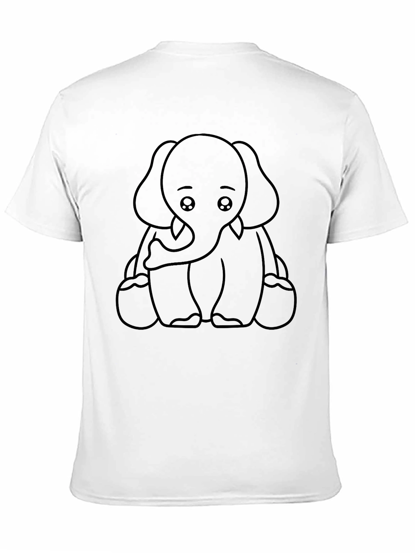 Cute Elephant Outline Graphic Tee - Black