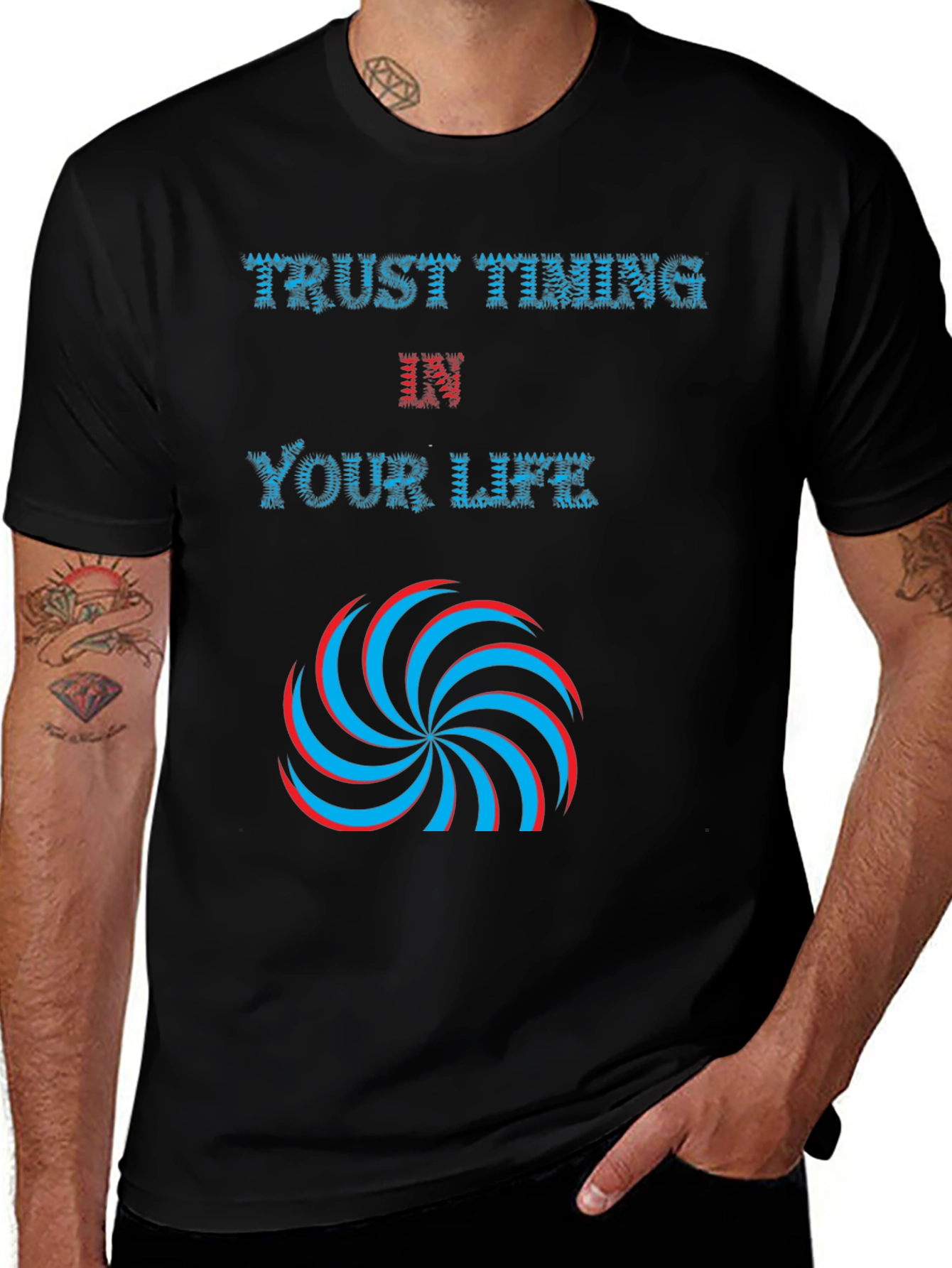 Trust Timing in Your Life Black Graphic Tee