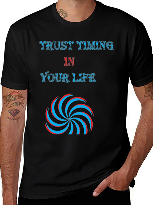 Trust Timing in Your Life Black Graphic Tee