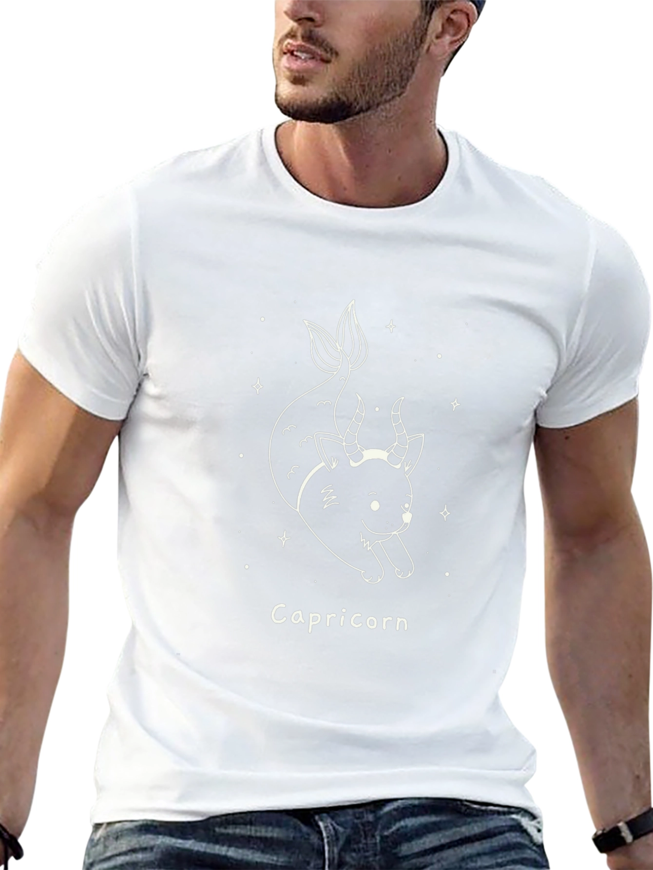 Capricorn Zodiac Sign Graphic Black T-Shirt