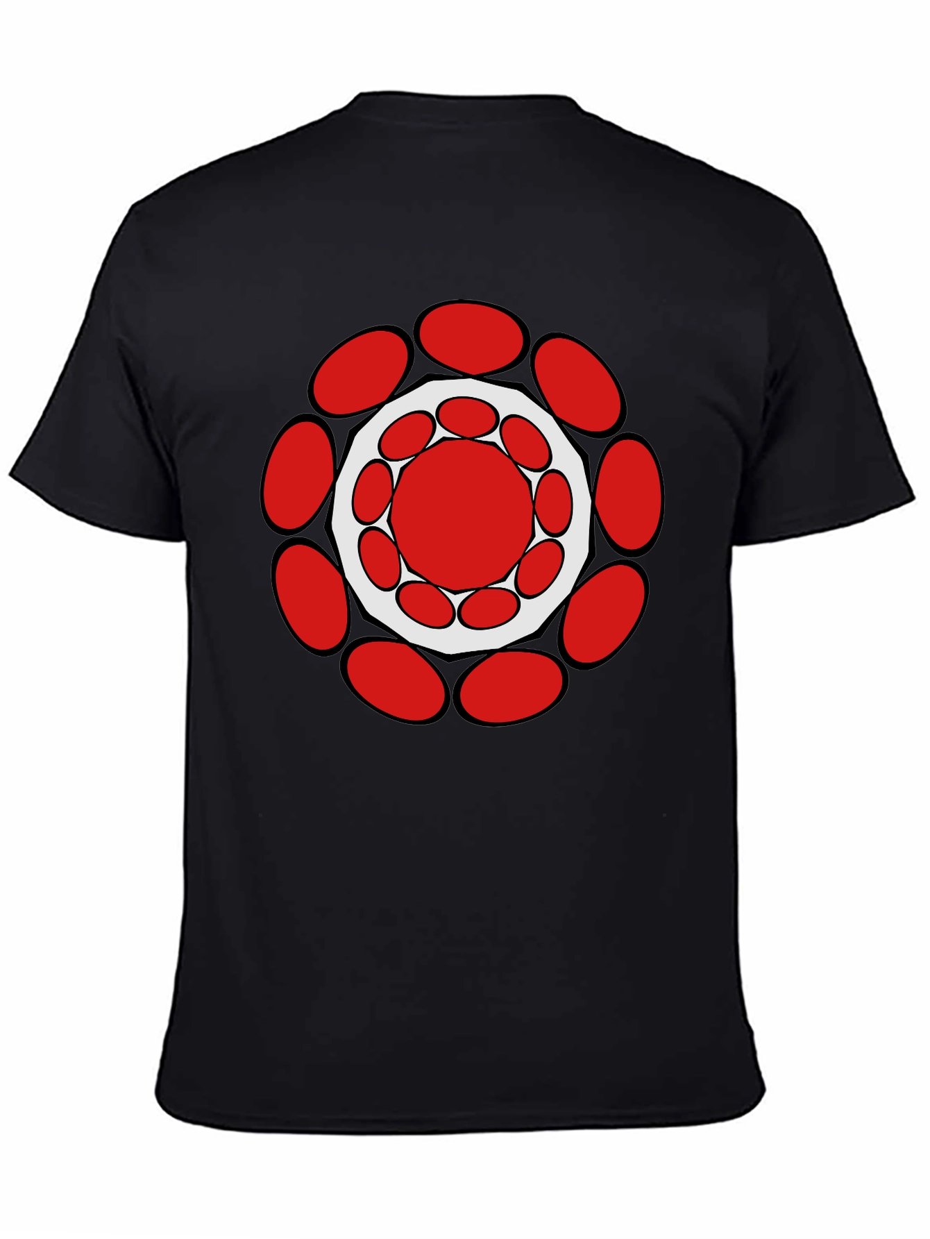 Geometric Circle Design Black T-Shirt