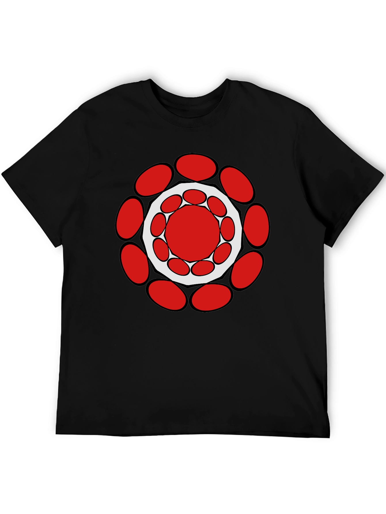 Geometric Circle Design Black T-Shirt