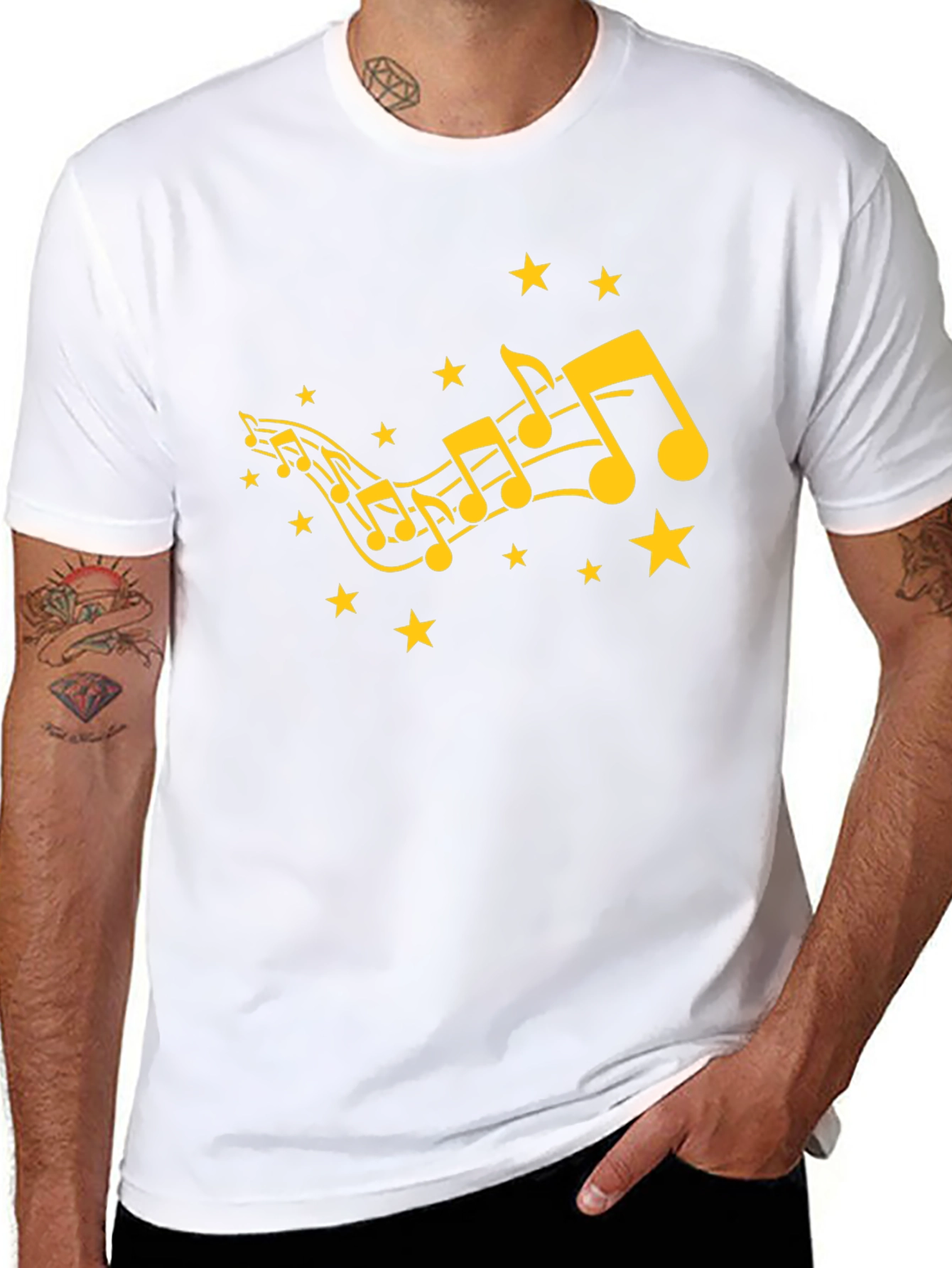 Musical Notes & Stars Black Graphic Tee