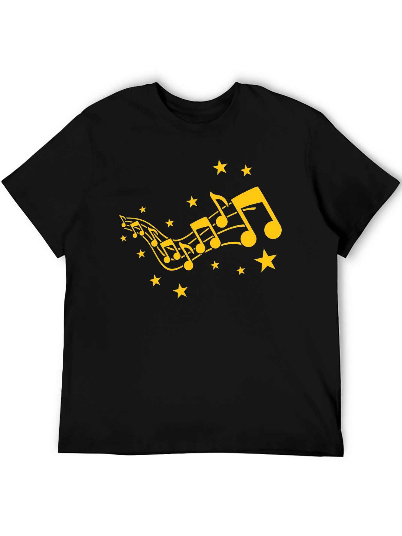 Musical Notes & Stars Black Graphic Tee
