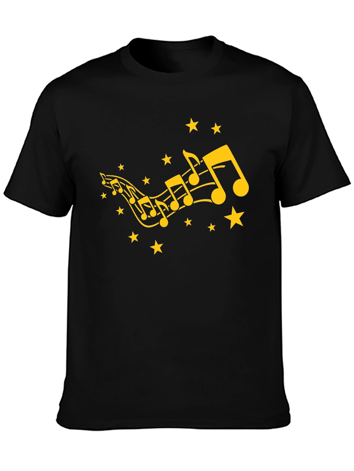 Musical Notes & Stars Black Graphic Tee
