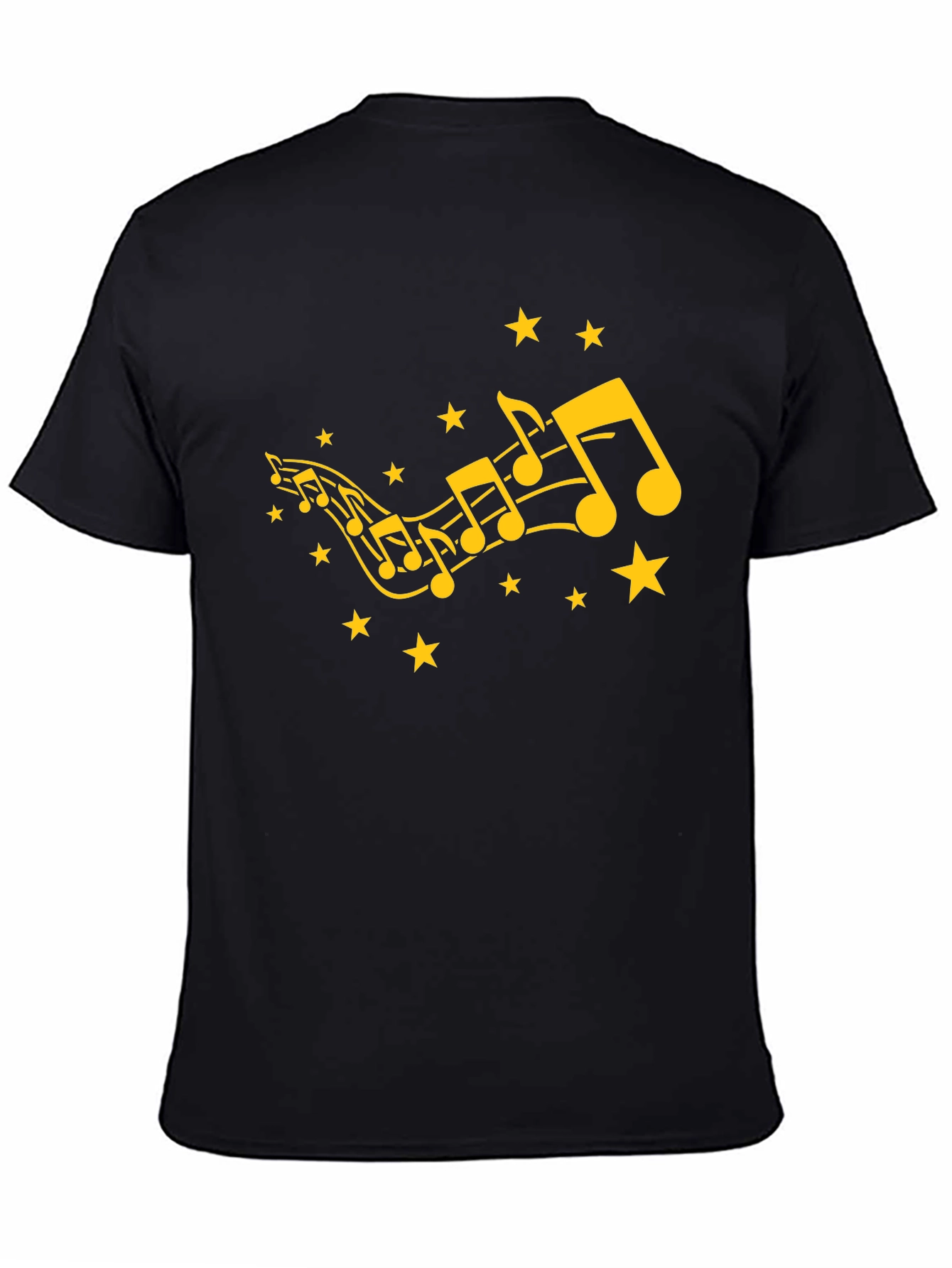 Musical Notes & Stars Black Graphic Tee