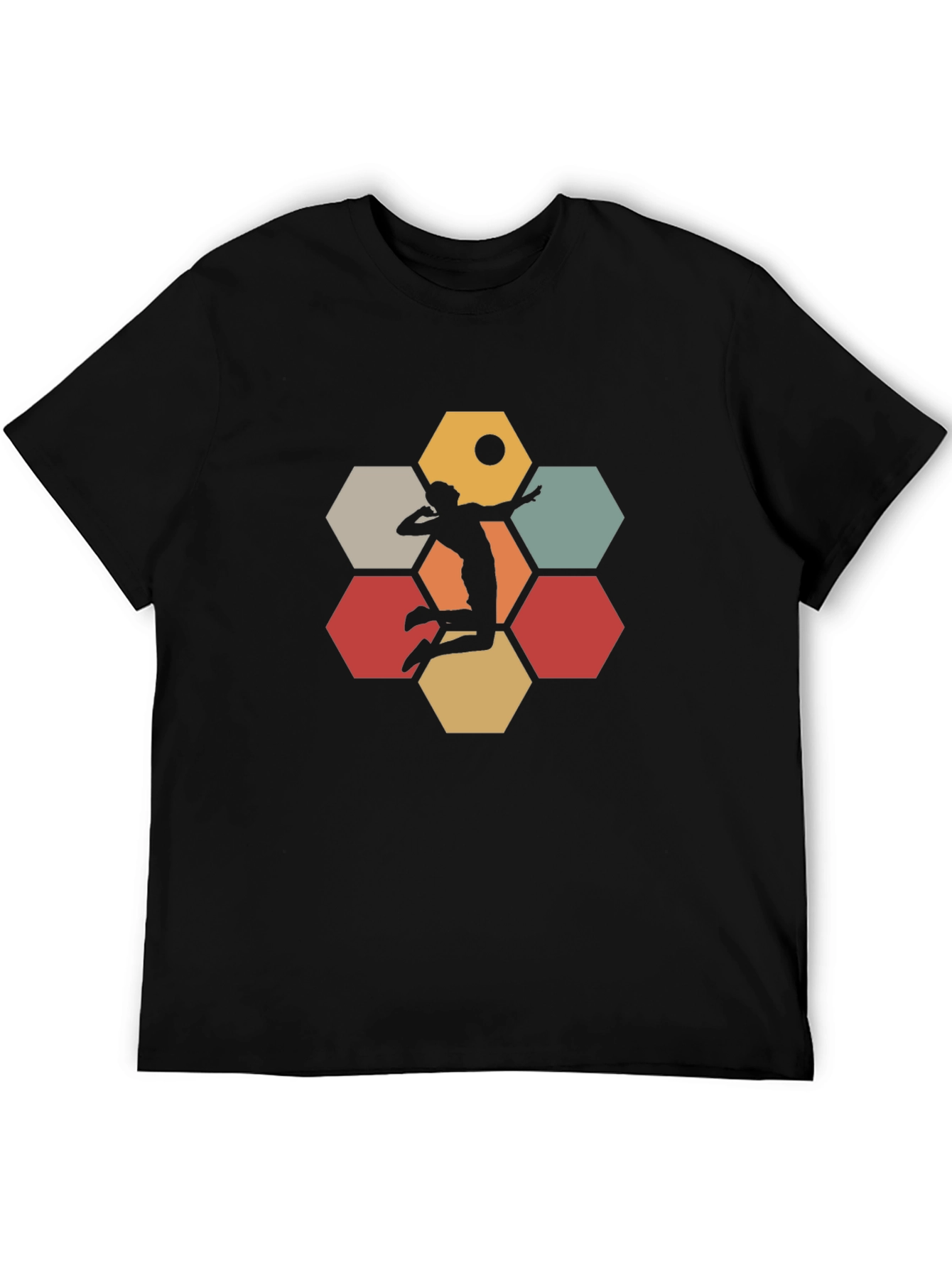 Volleyball Hexagon Graphic Tee - Black