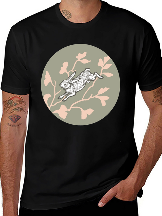 Rabbit Graphic Tee - Black Cotton Blend Shirt