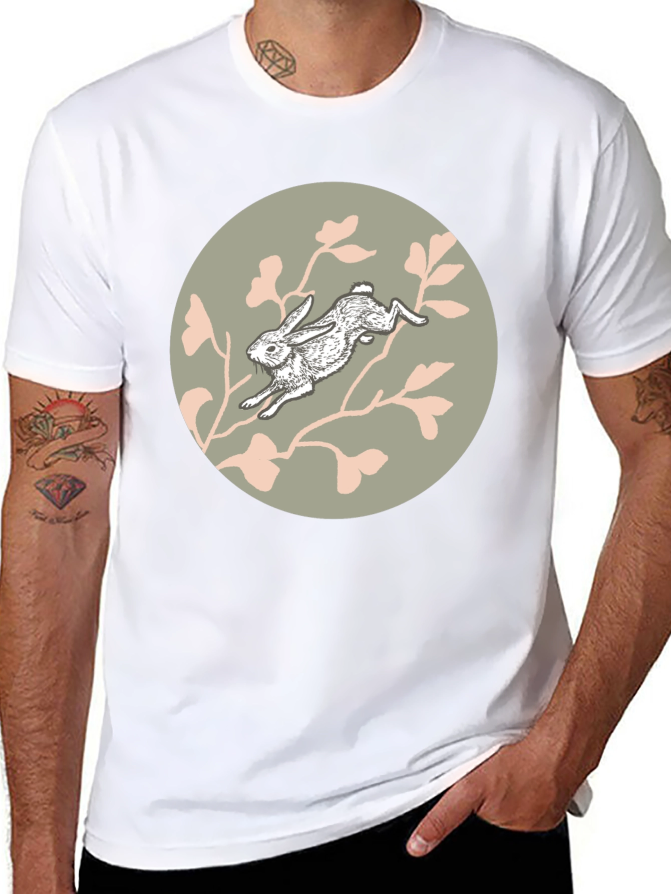 Rabbit Graphic Tee - Black Cotton Blend Shirt