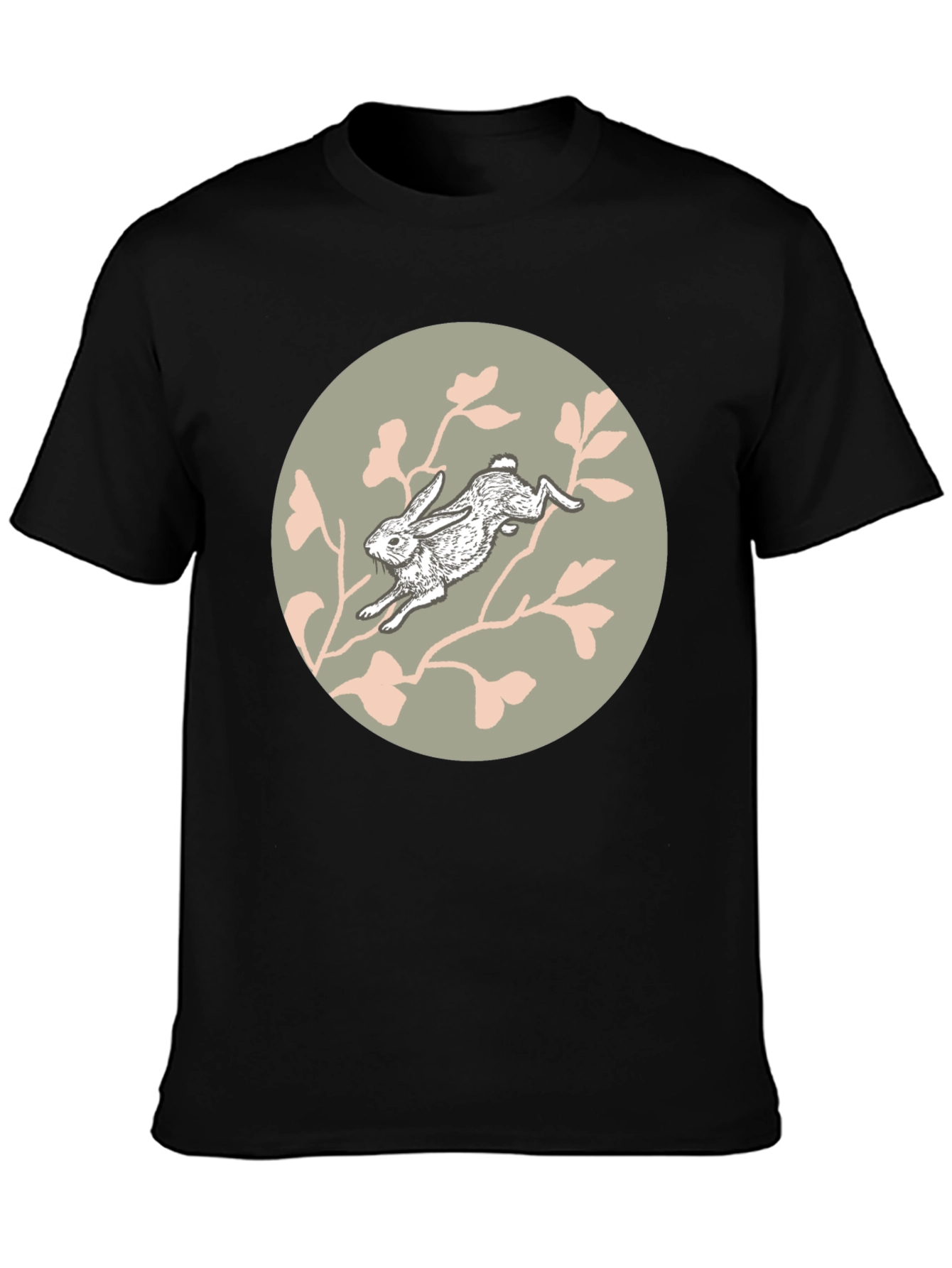 Rabbit Graphic Tee - Black Cotton Blend Shirt