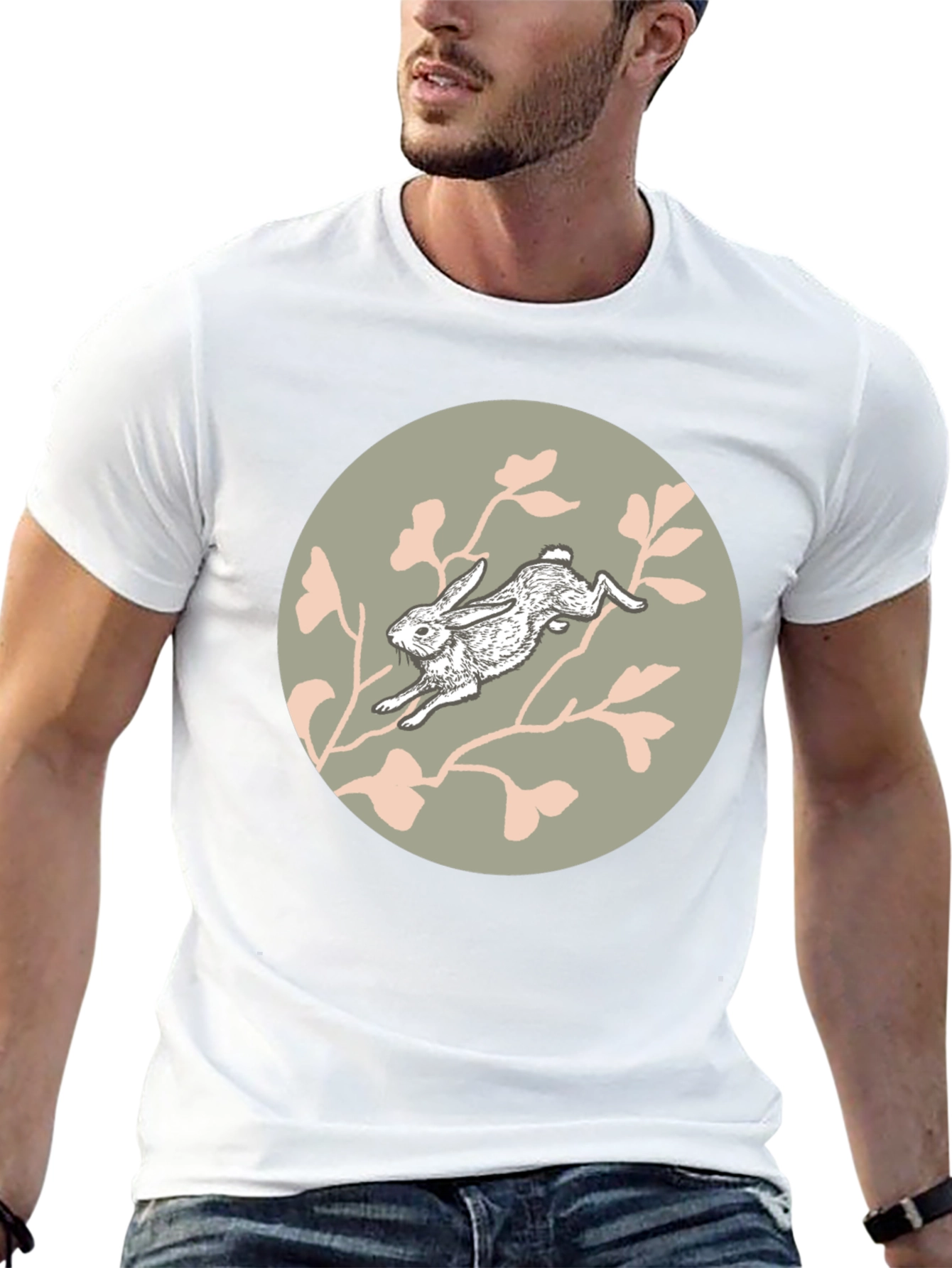Rabbit Graphic Tee - Black Cotton Blend Shirt