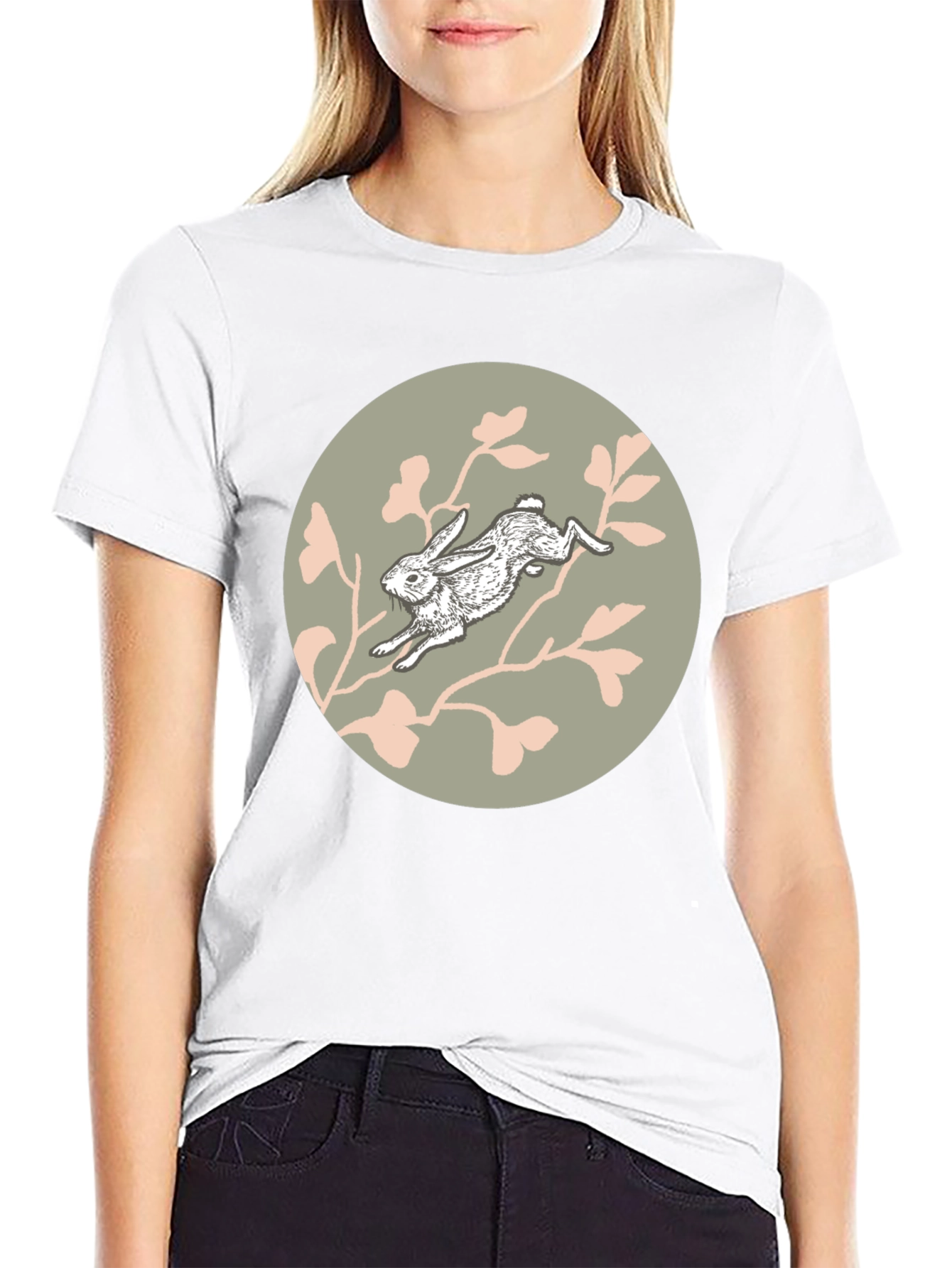Rabbit Graphic Tee - Black Cotton Blend Shirt