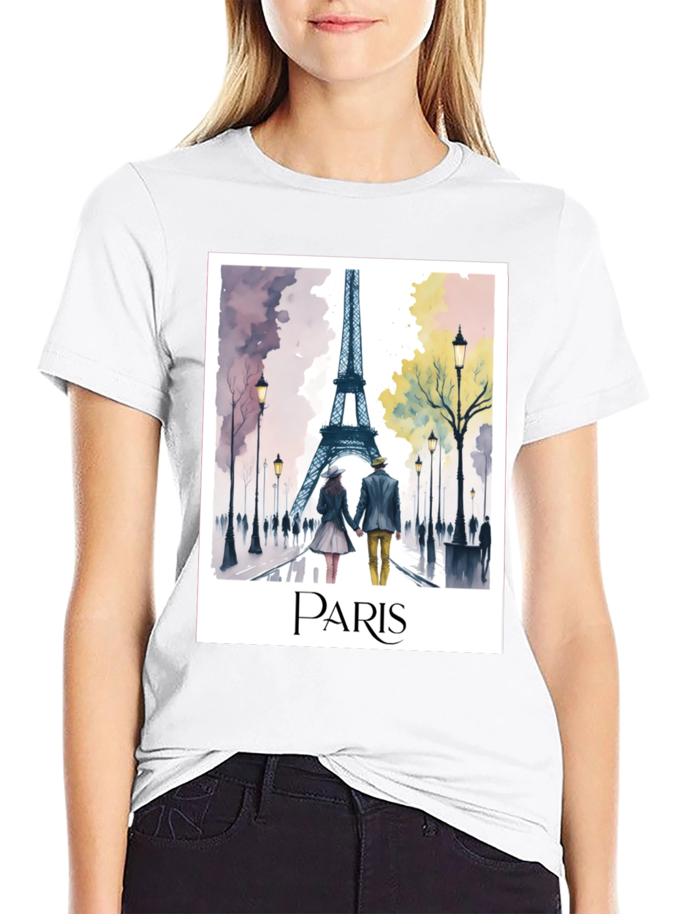Paris Eiffel Tower Graphic T-Shirt - Romantic City Style