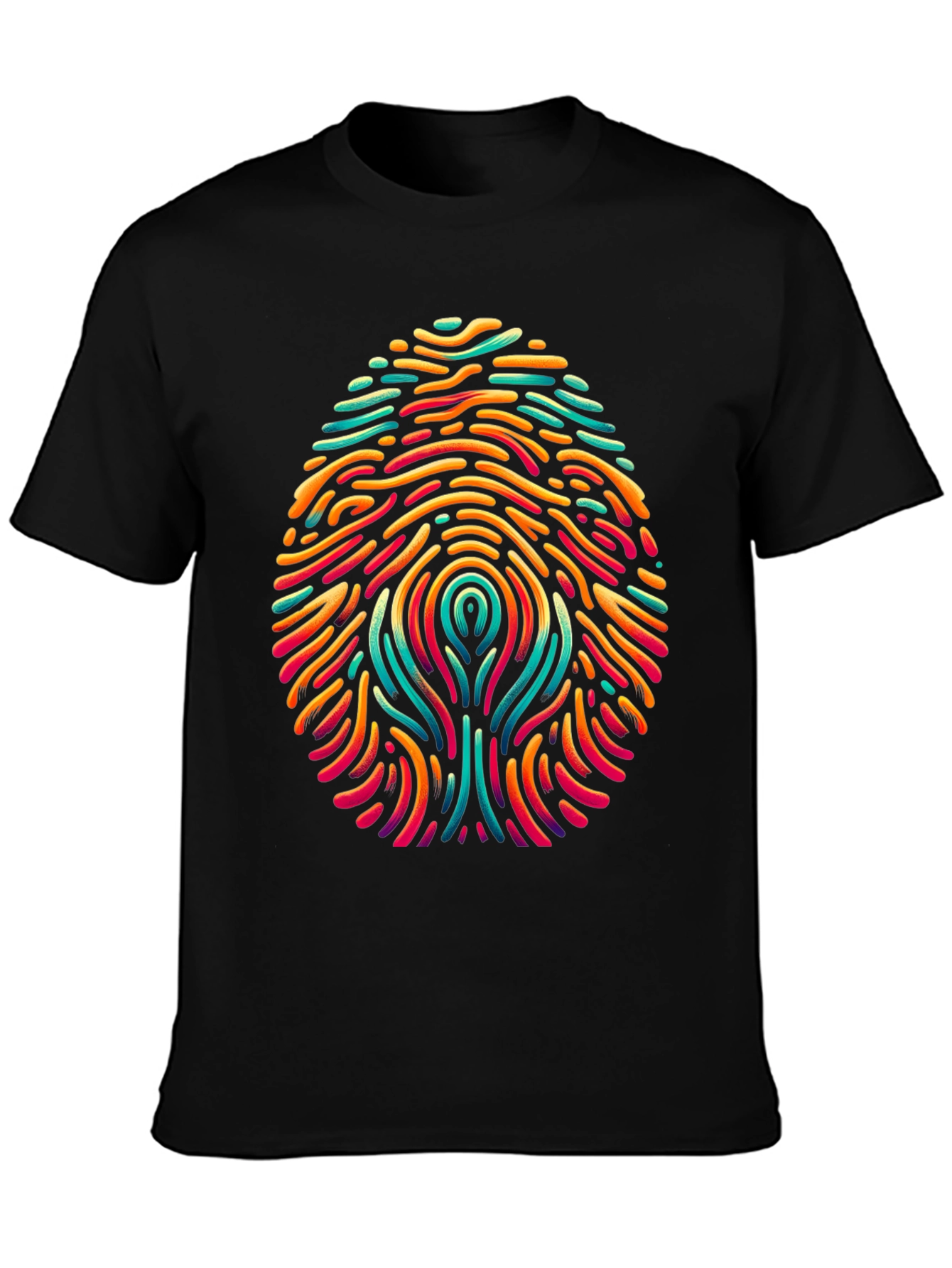 Abstract Fingerprint Graphic Tee - Modern Art Style