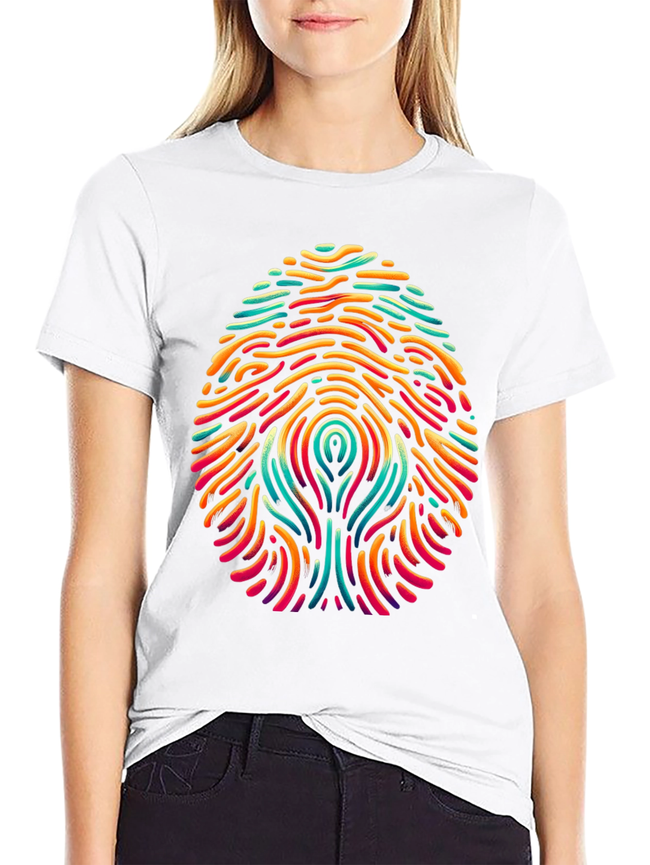 Abstract Fingerprint Graphic Tee - Modern Art Style