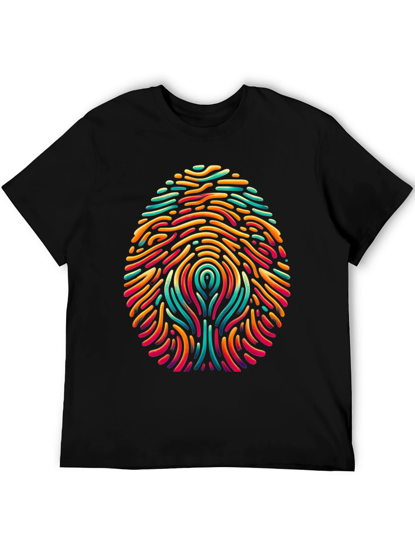 Abstract Fingerprint Graphic Tee - Modern Art Style