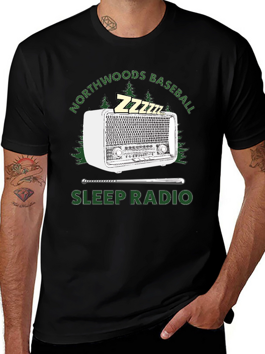 Northwoods Baseball Sleep Radio Black T-Shirt