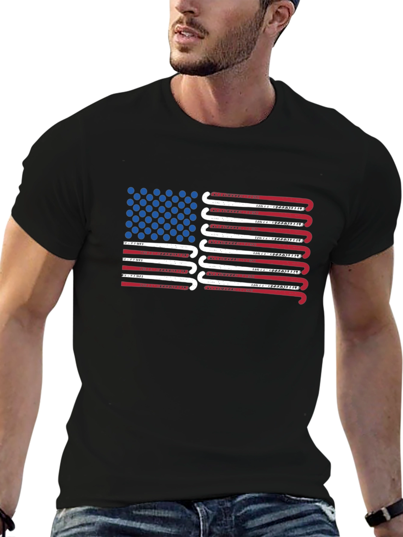 Hockey USA Flag Graphic T-Shirt