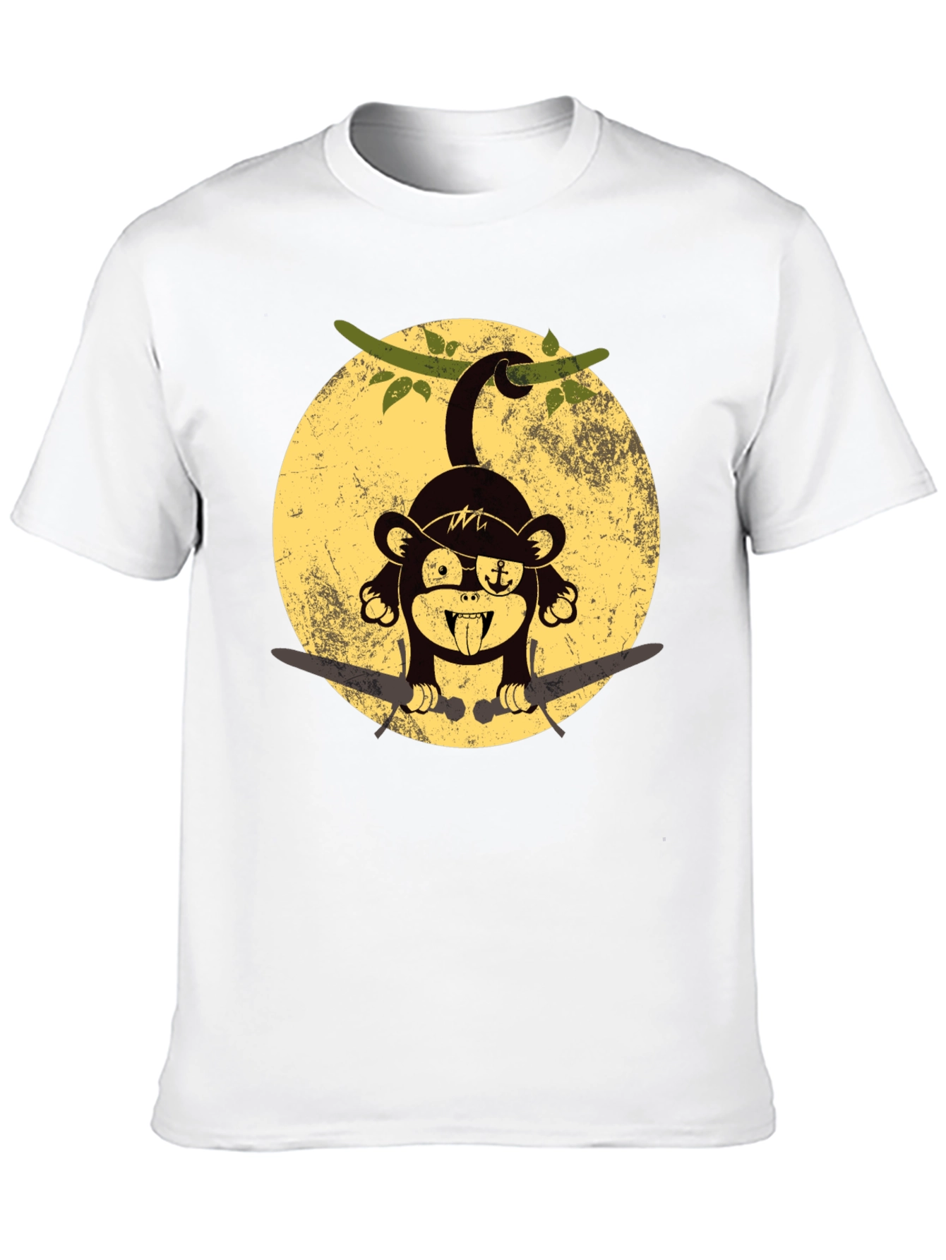Pirate Monkey Graphic T-Shirt - Black Crew Neck Tee