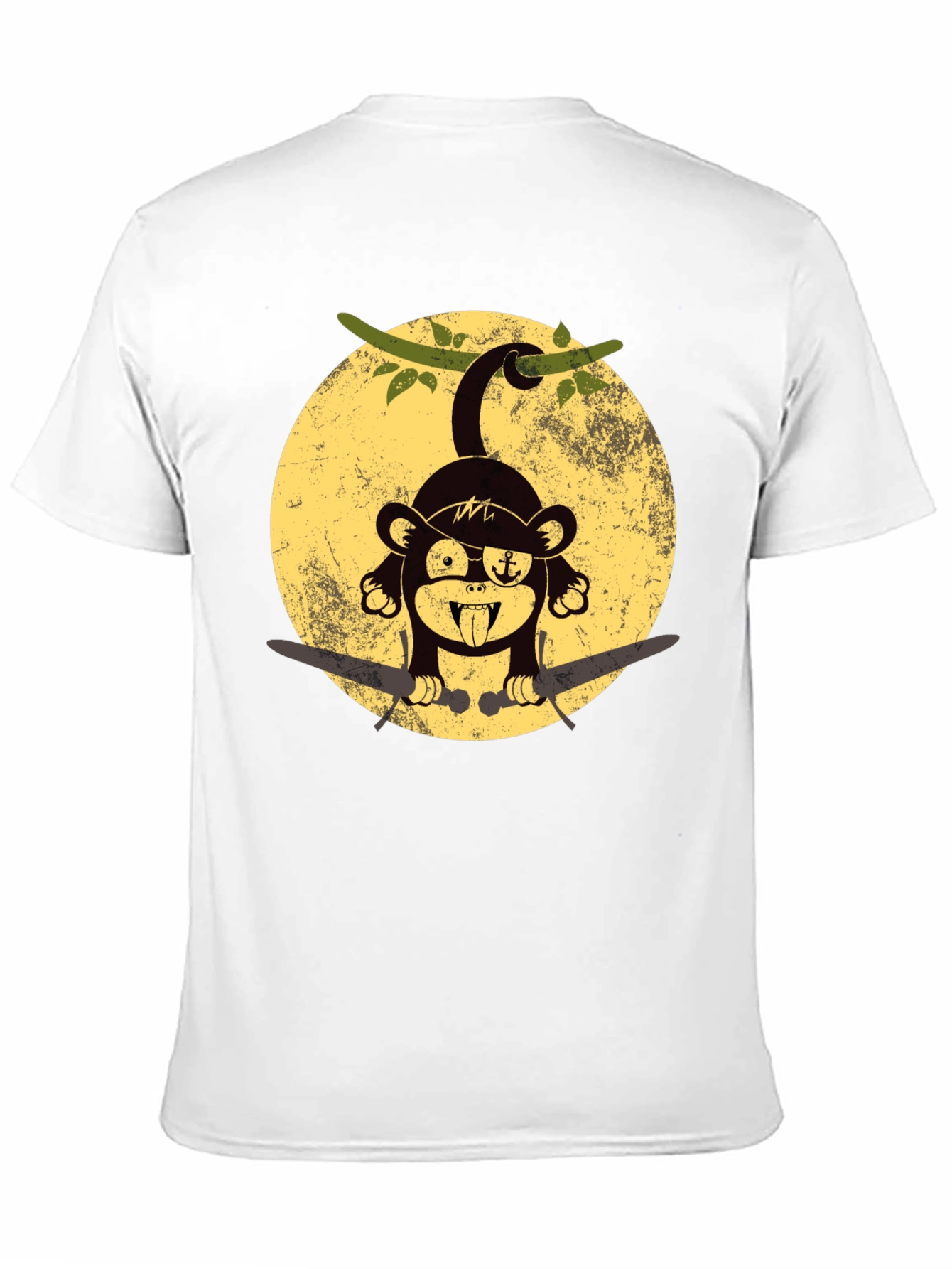 Pirate Monkey Graphic T-Shirt - Black Crew Neck Tee