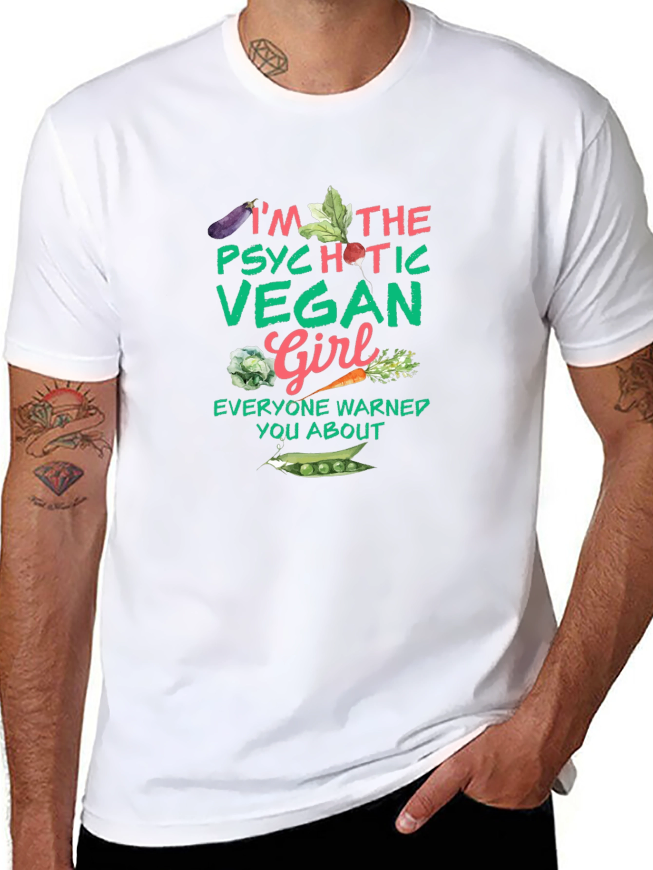 Psychotic Vegan Girl Graphic Tee - Unisex Black T-Shirt