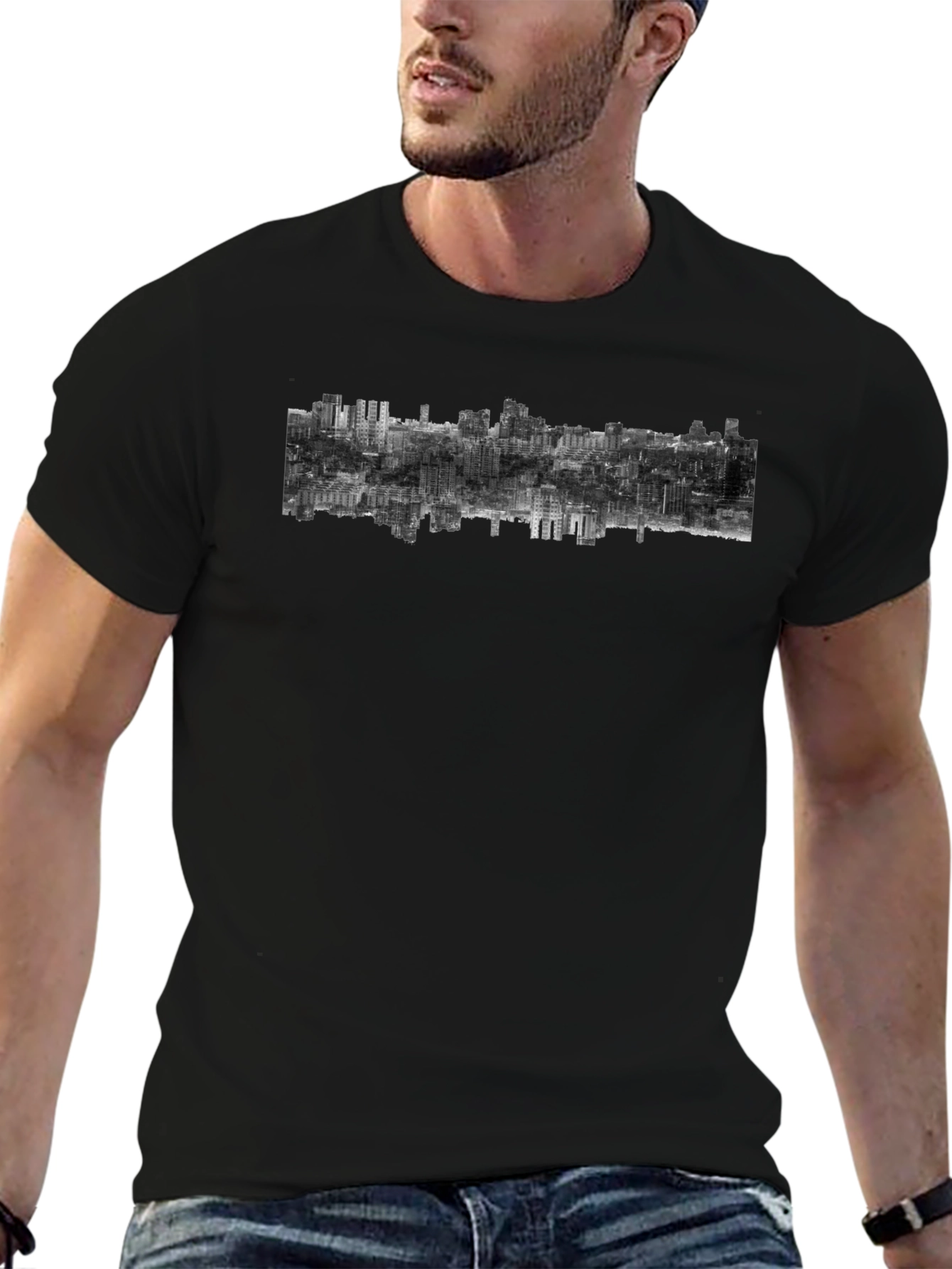 Urban Inversion Graphic Tee - Modern Cityscape Design