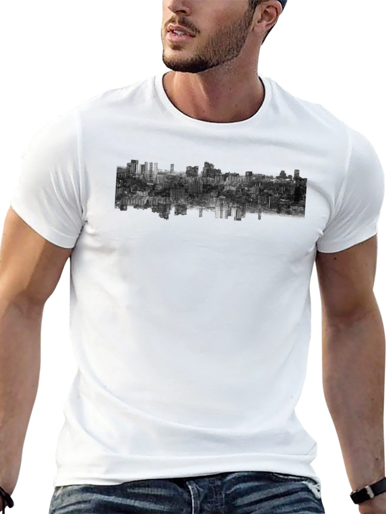 Urban Inversion Graphic Tee - Modern Cityscape Design