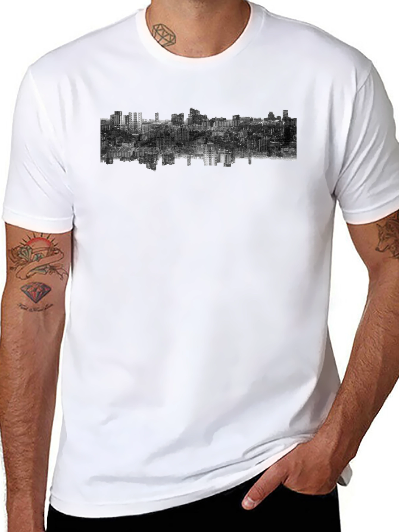 Urban Inversion Graphic Tee - Modern Cityscape Design