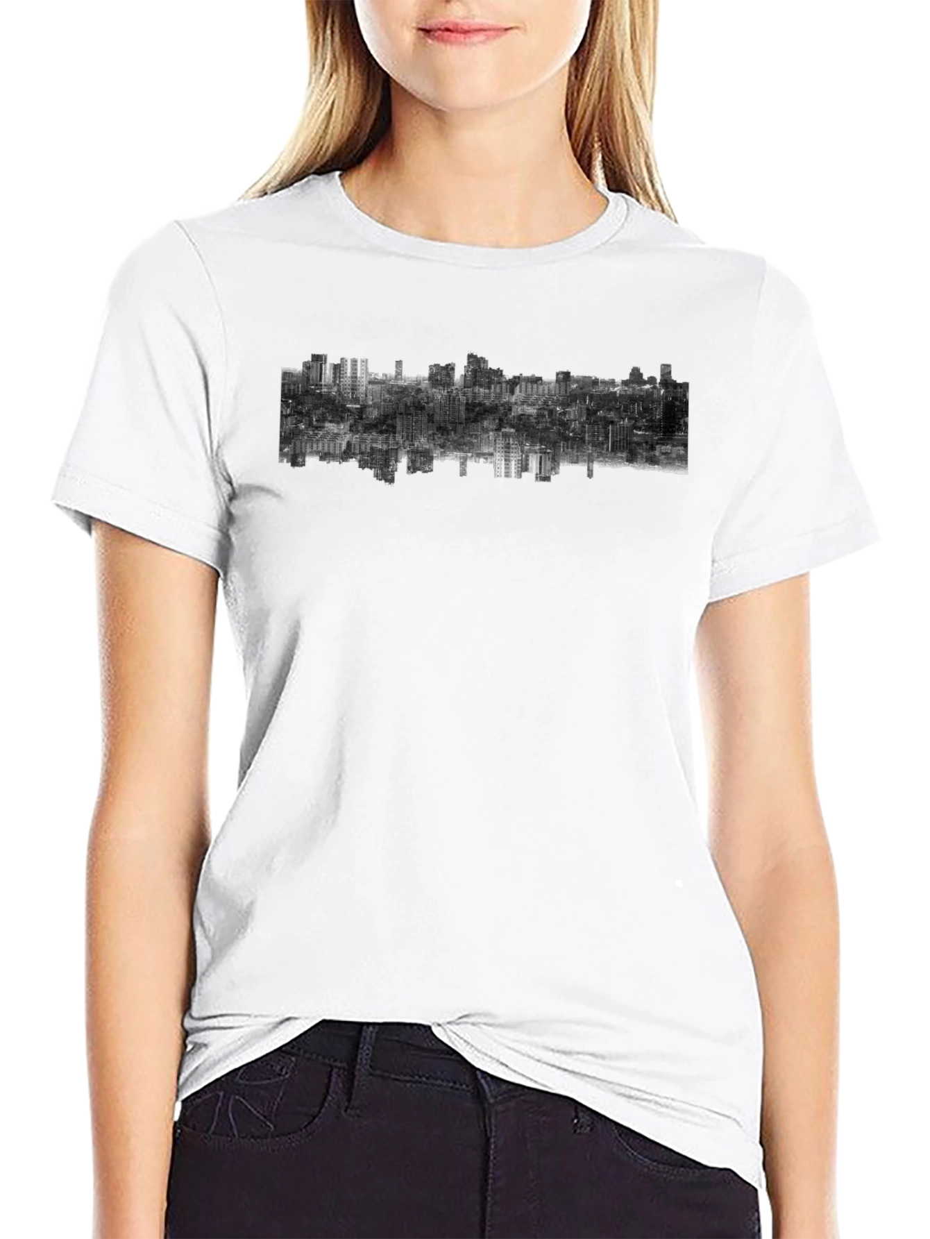 Urban Inversion Graphic Tee - Modern Cityscape Design