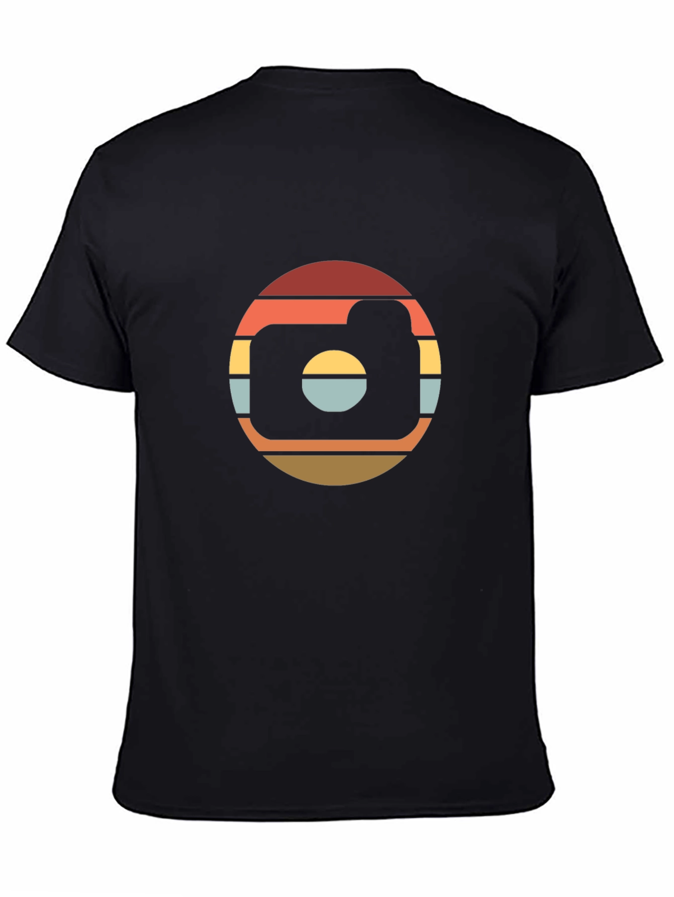 Retro Camera Graphic Tee - Black Cotton T-Shirt