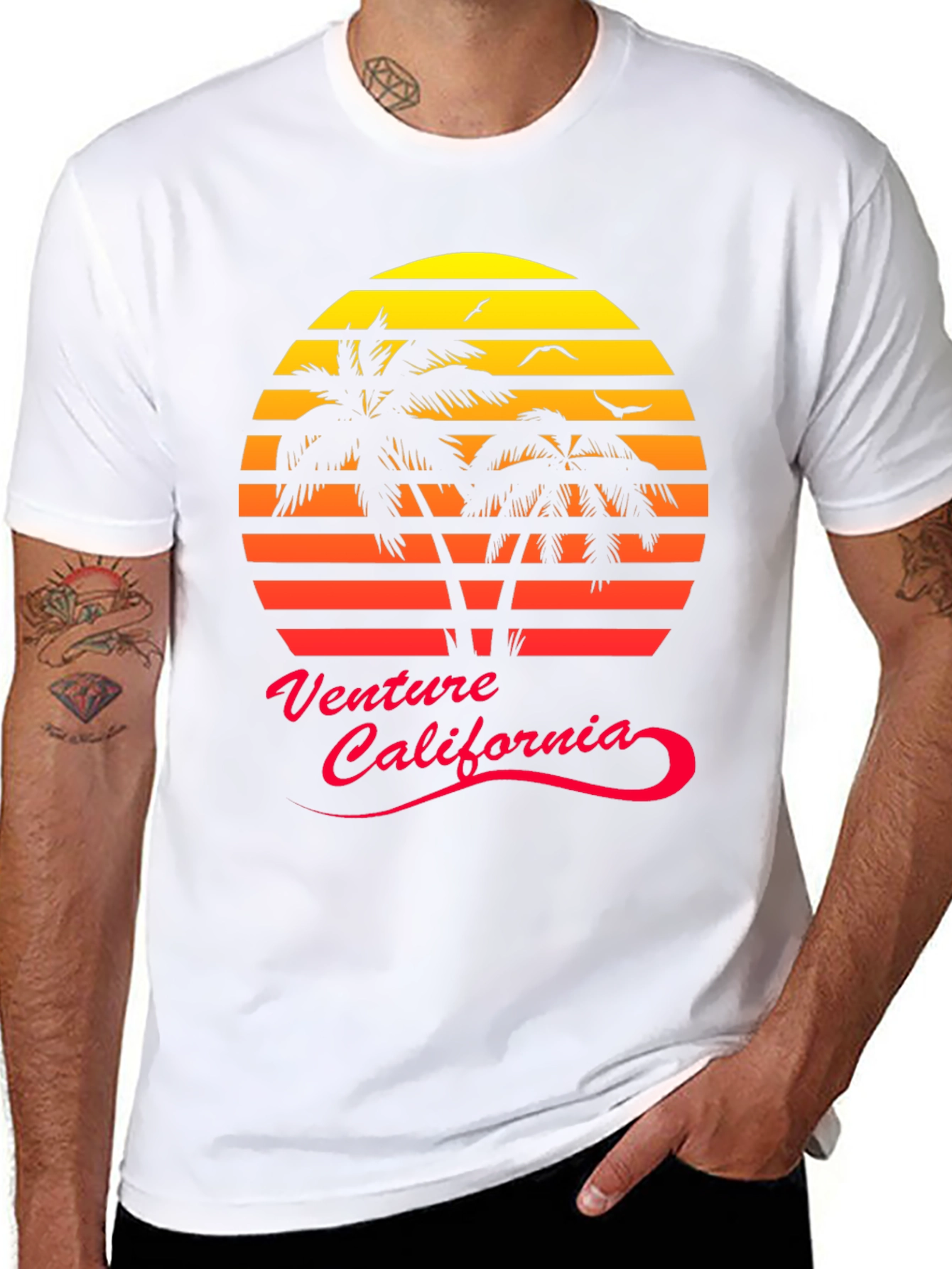 Venture California Sunset Palm Tree Graphic Tee