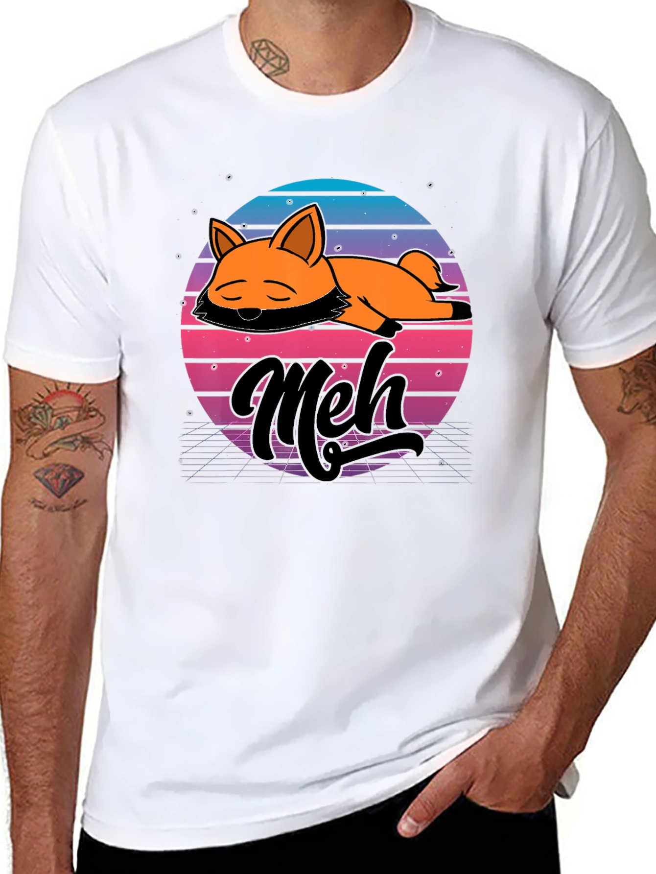 Meh Fox T-Shirt - Retro Vaporwave Style