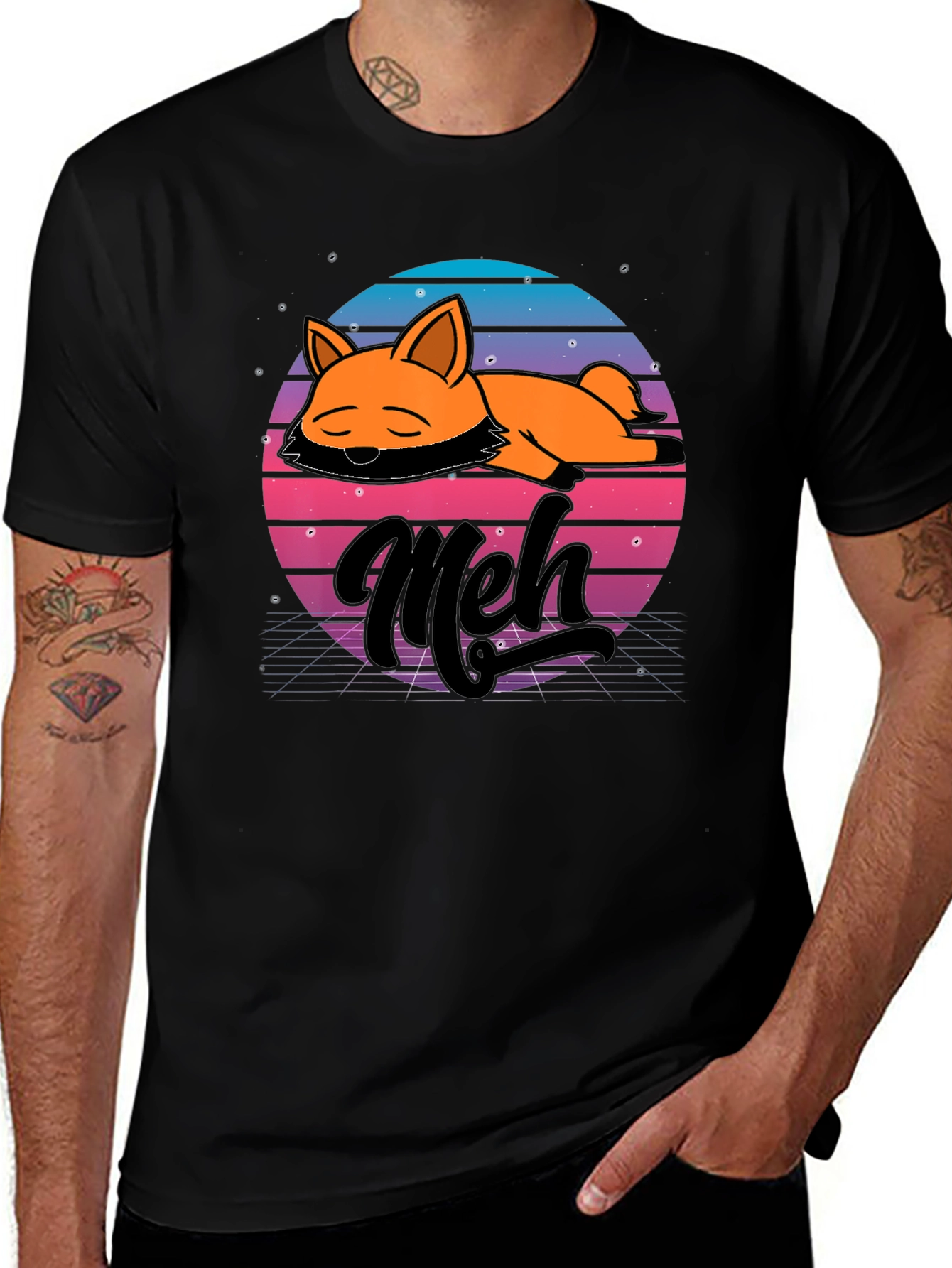Meh Fox T-Shirt - Retro Vaporwave Style