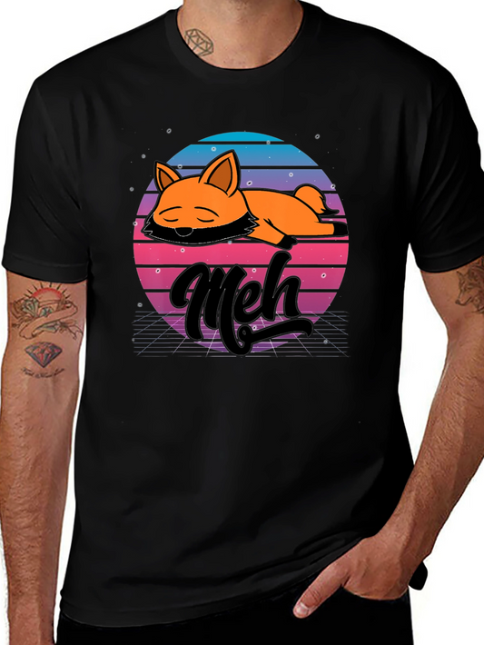Meh Fox T-Shirt - Retro Vaporwave Style