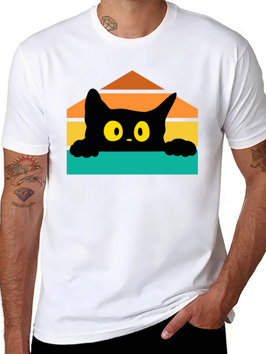Retro Cat Peek T-Shirt - Fun Graphic Tee