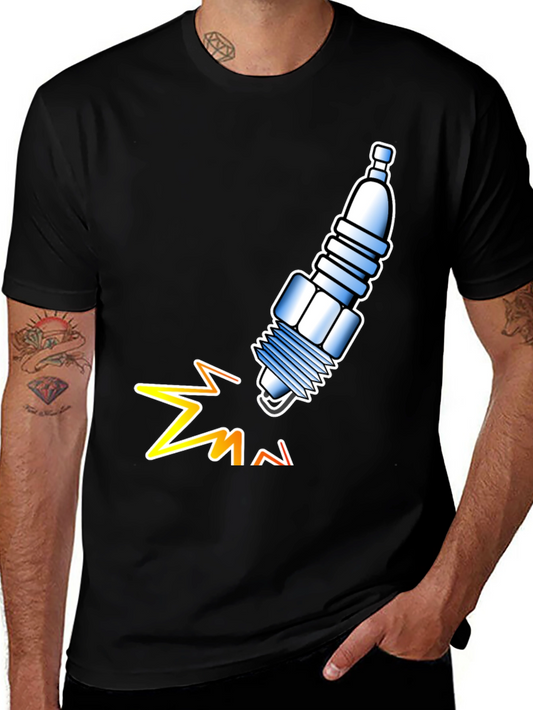 Spark Plug Graphic T-Shirt - Black