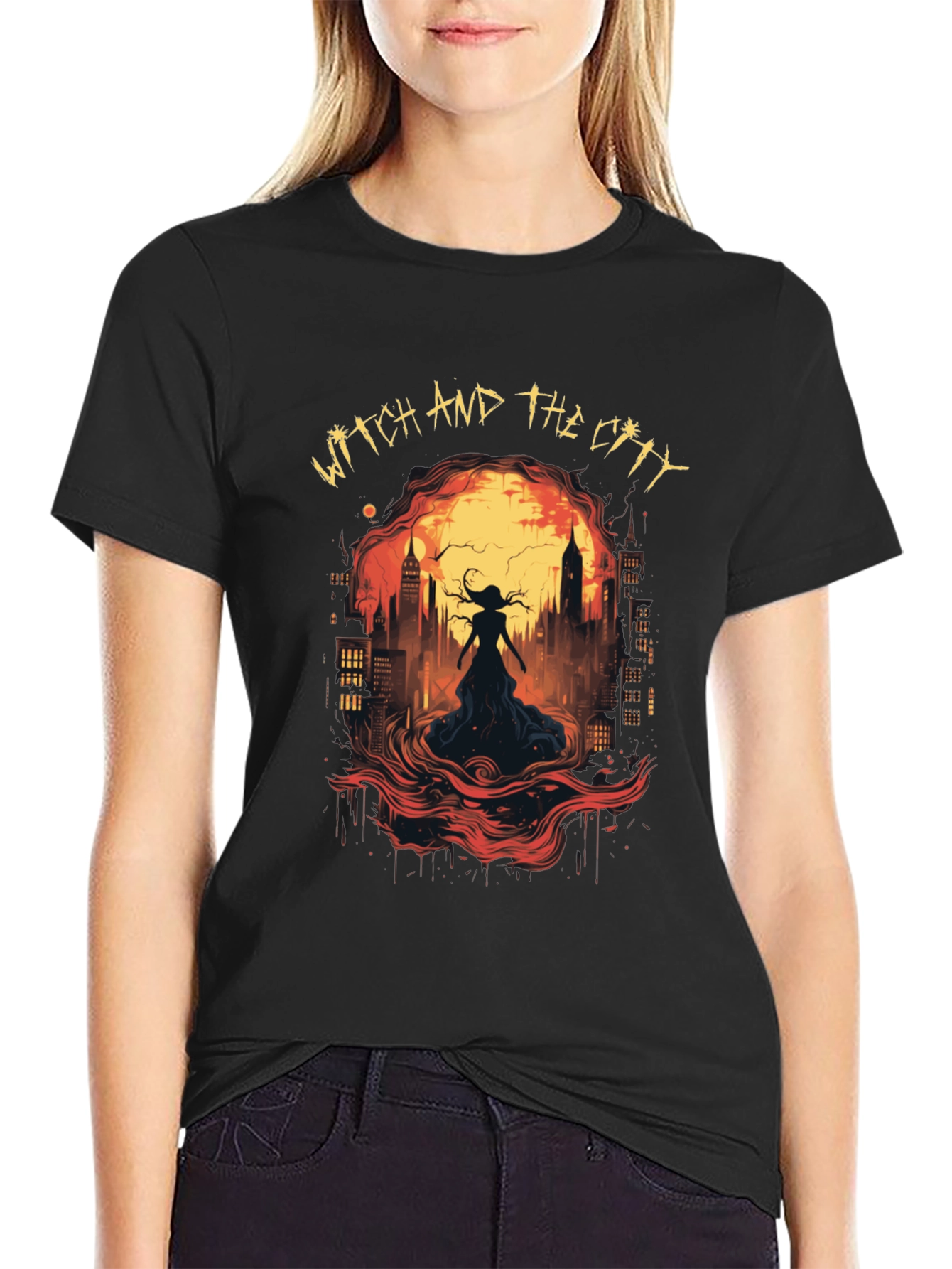 Witch and The City Black Graphic Tee