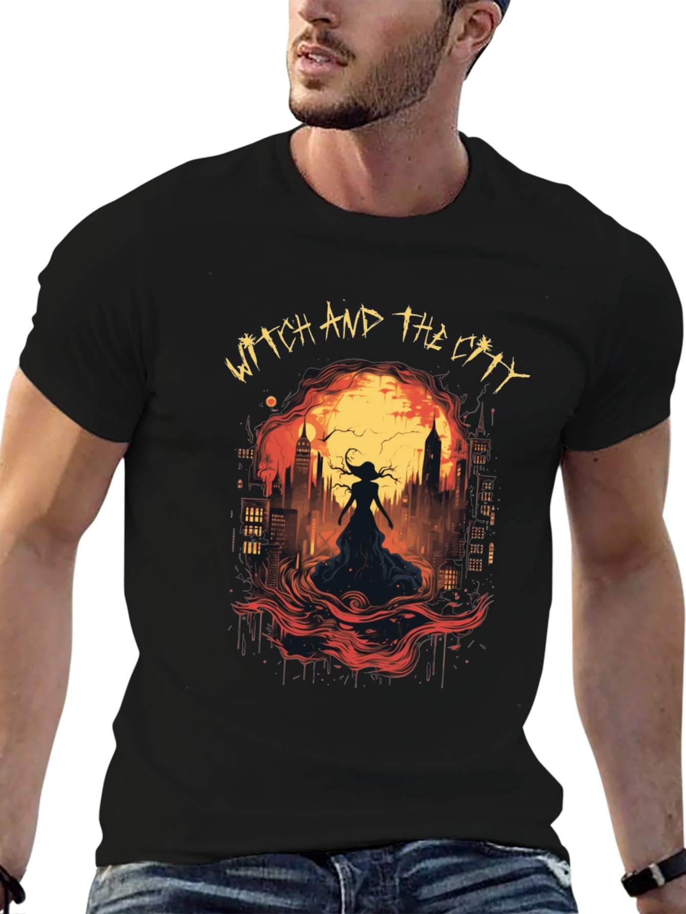 Witch and The City Black Graphic Tee