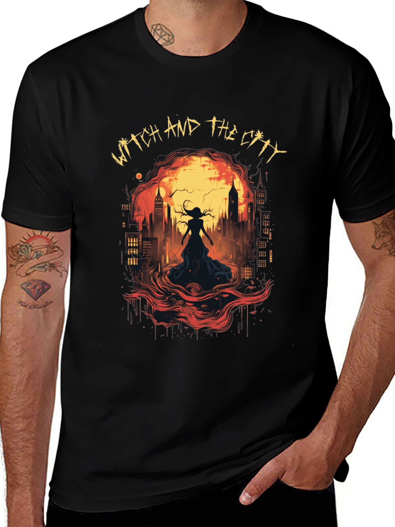 Witch and The City Black Graphic Tee