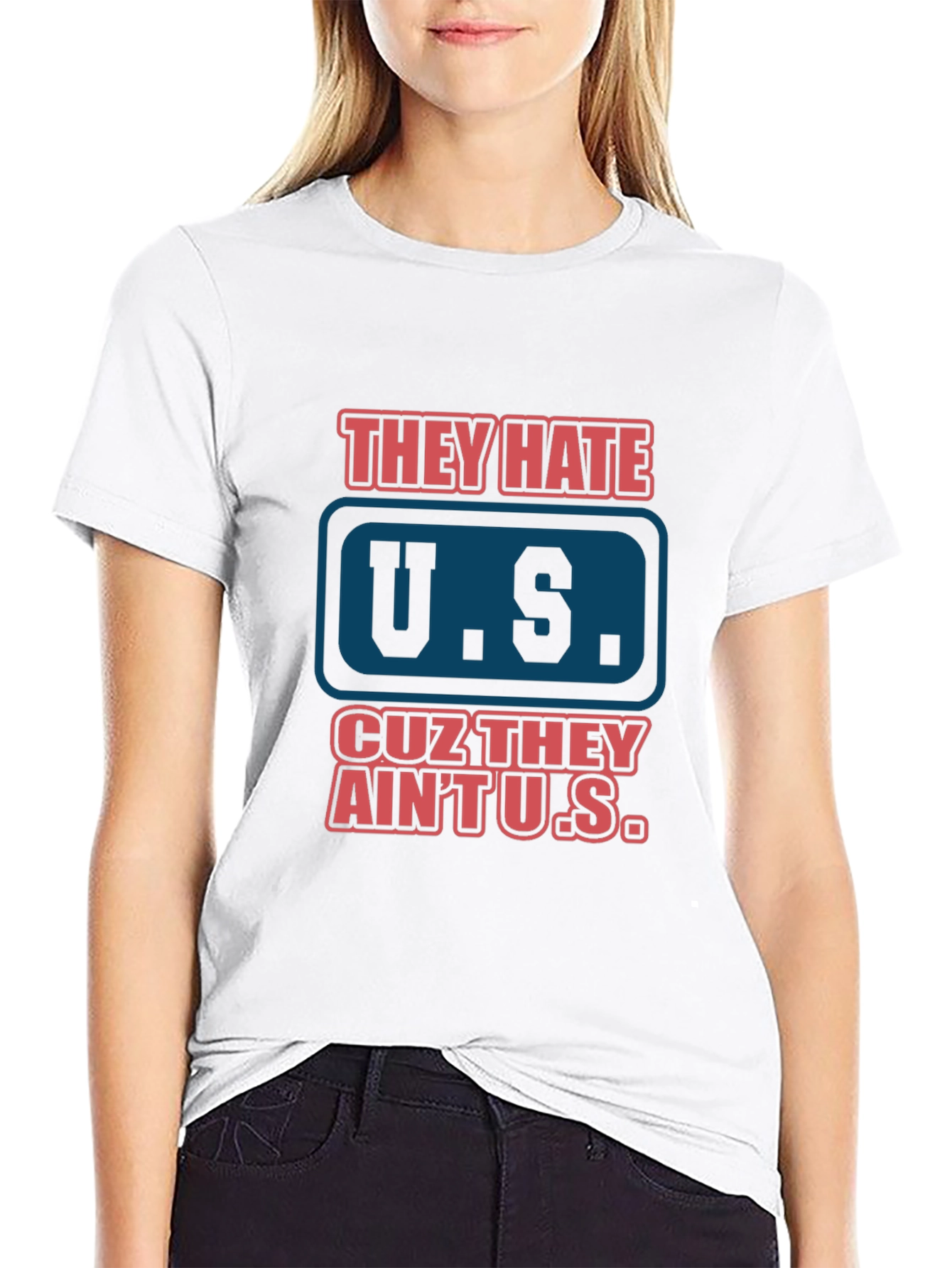 They Hate U.S. Graphic Tee - Patriotic Black T-Shirt