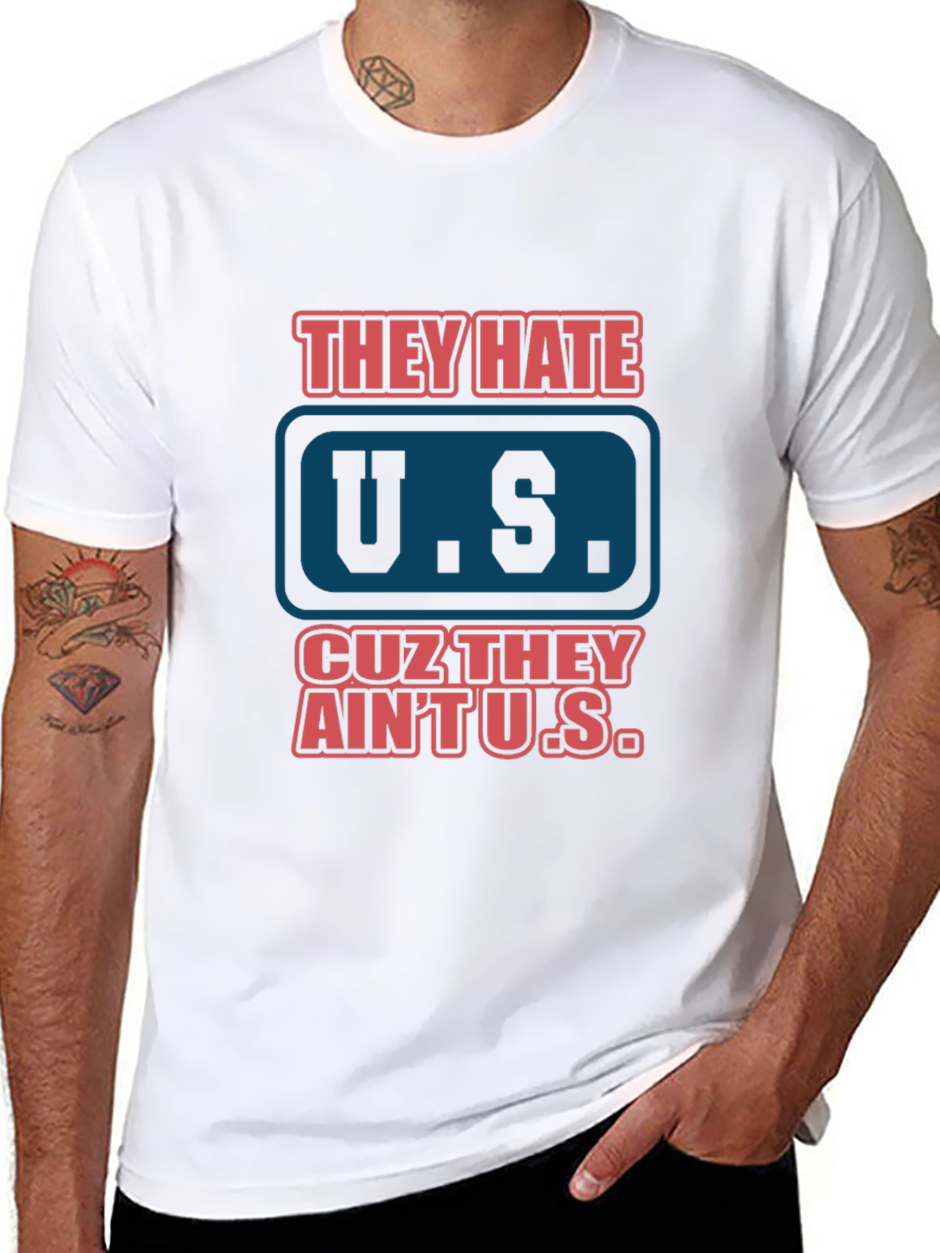 They Hate U.S. Graphic Tee - Patriotic Black T-Shirt