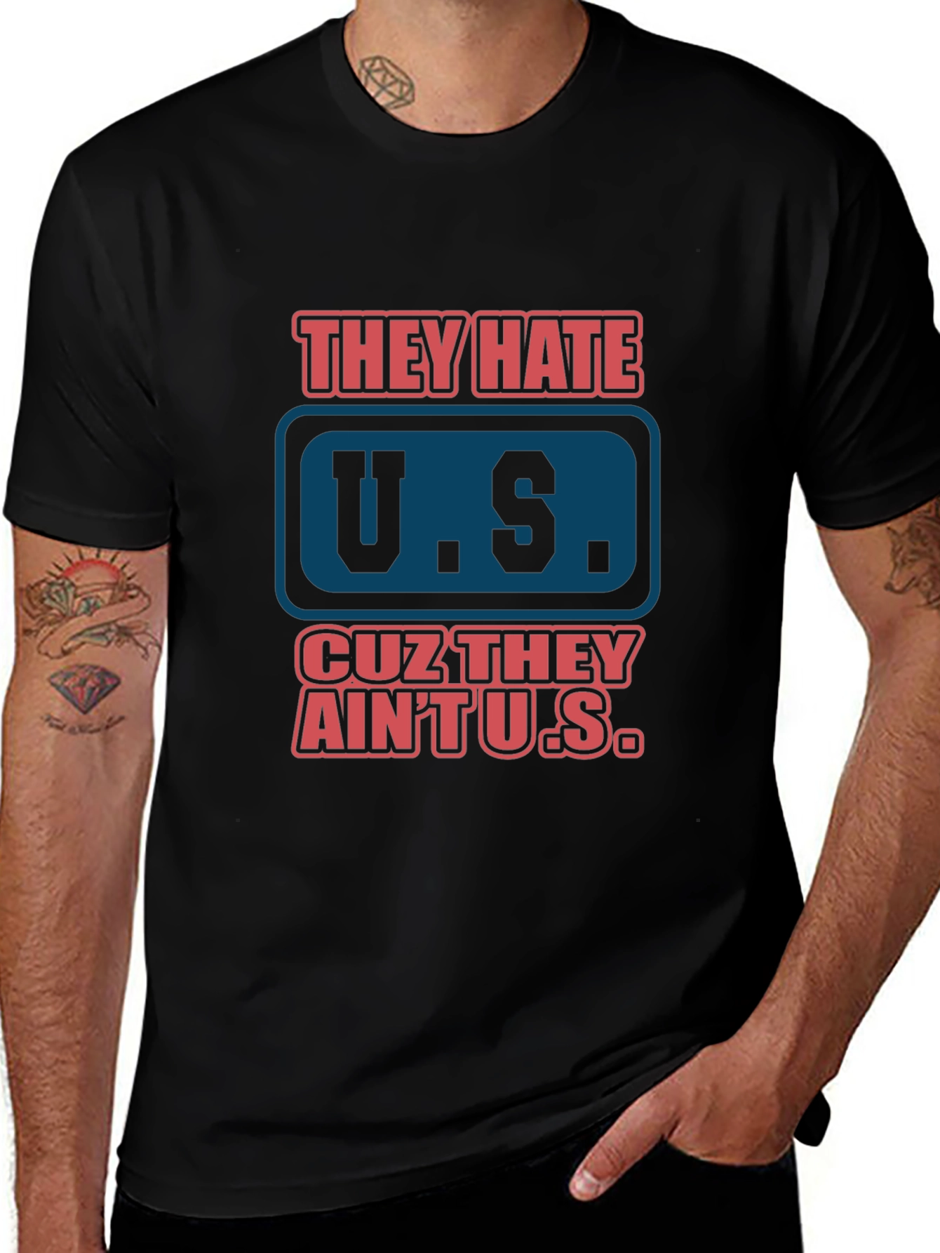They Hate U.S. Graphic Tee - Patriotic Black T-Shirt