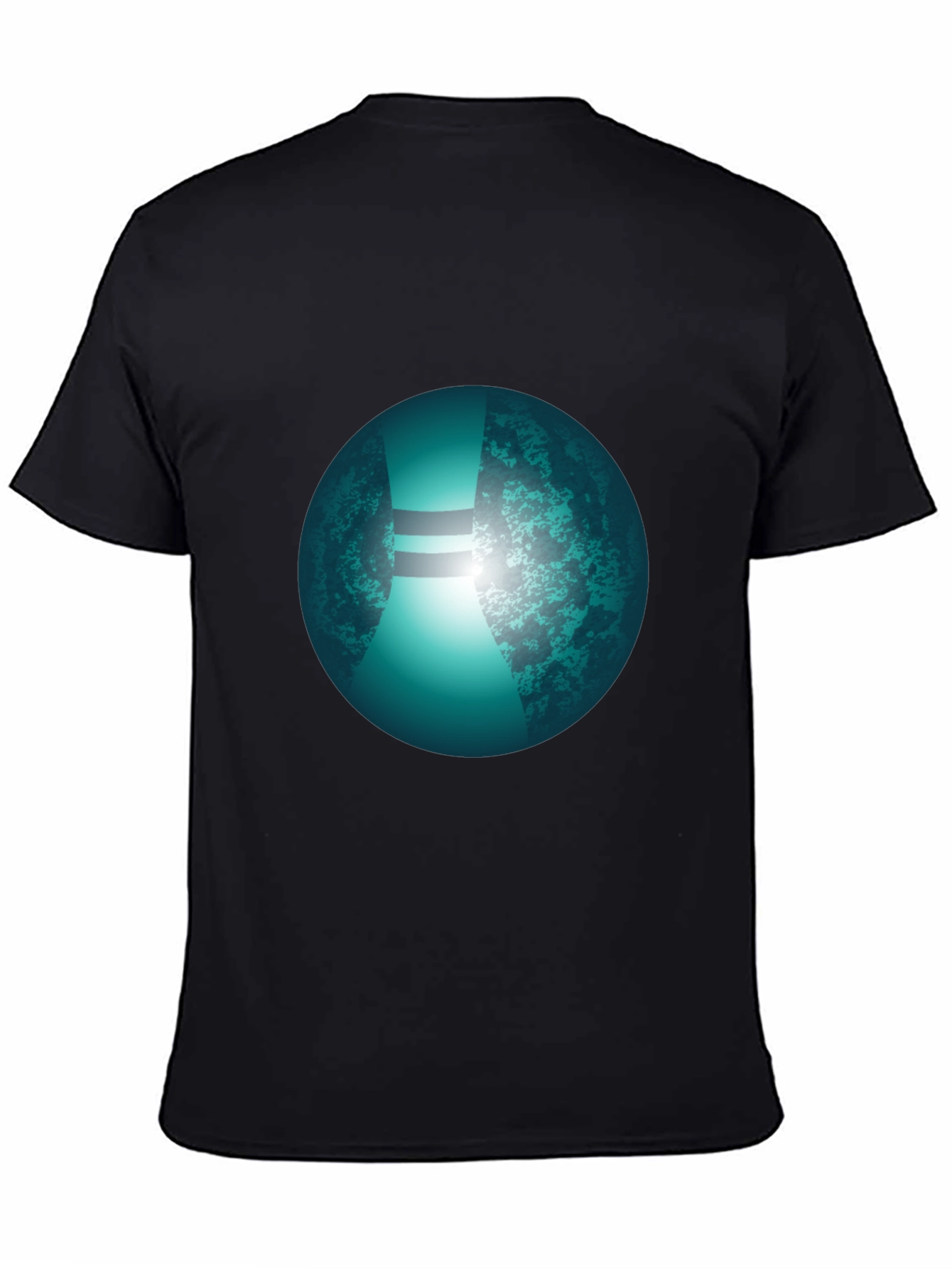 Mens Black T-Shirt with Graphic Orb Design