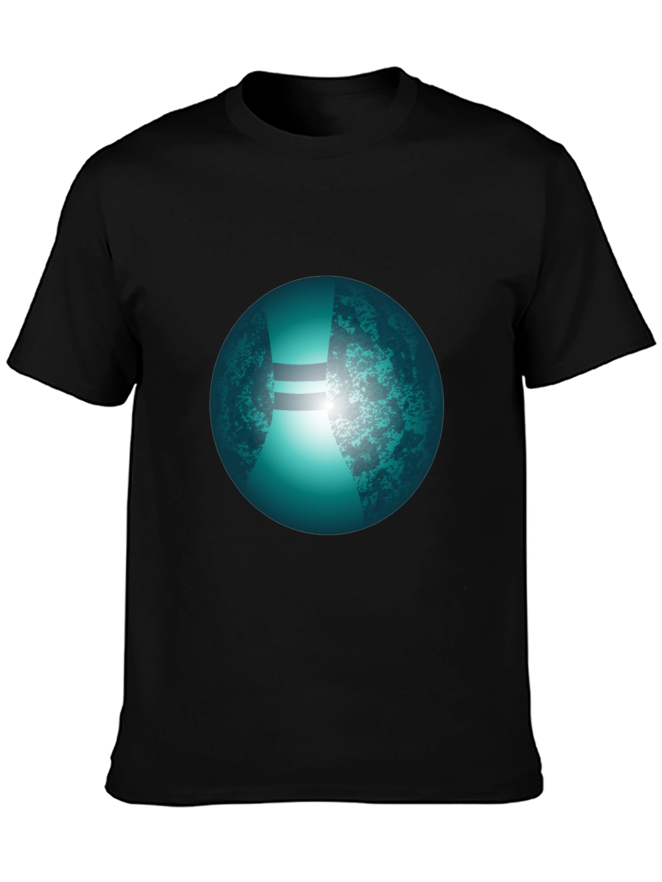 Mens Black T-Shirt with Graphic Orb Design