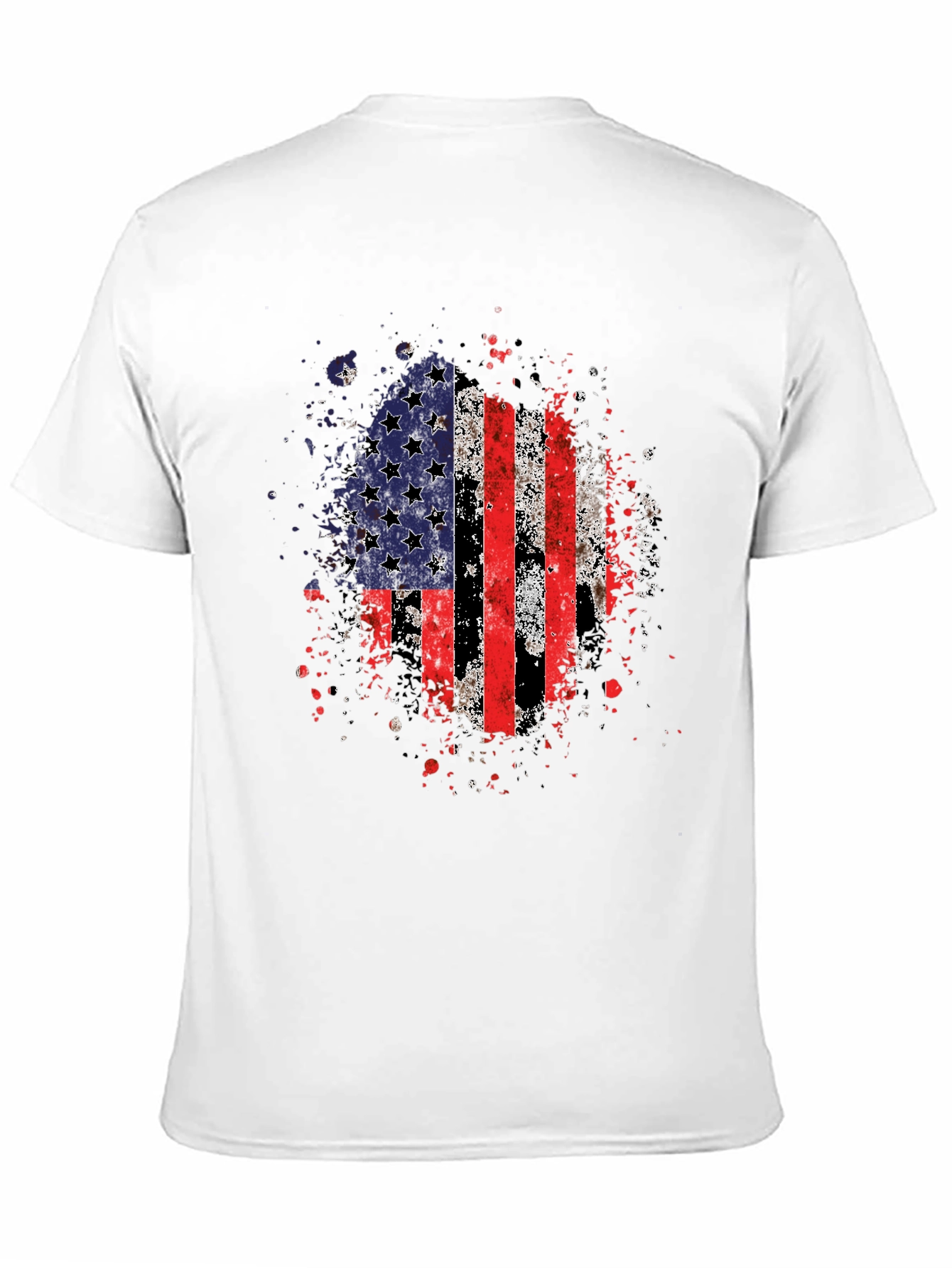 American Flag Graphic Print Black T-Shirt
