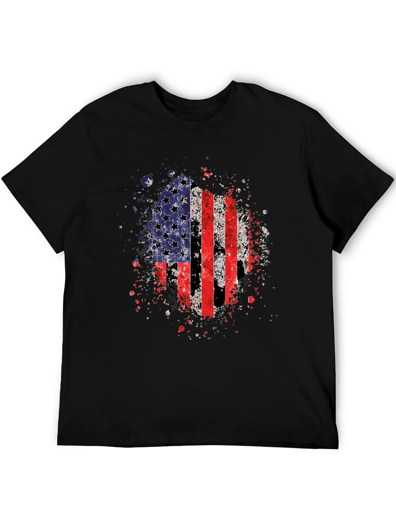 American Flag Graphic Print Black T-Shirt