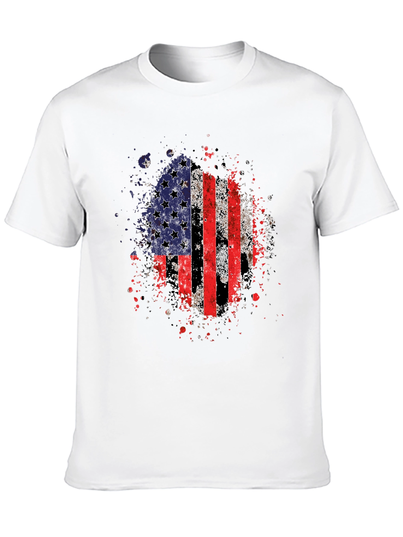 American Flag Graphic Print Black T-Shirt