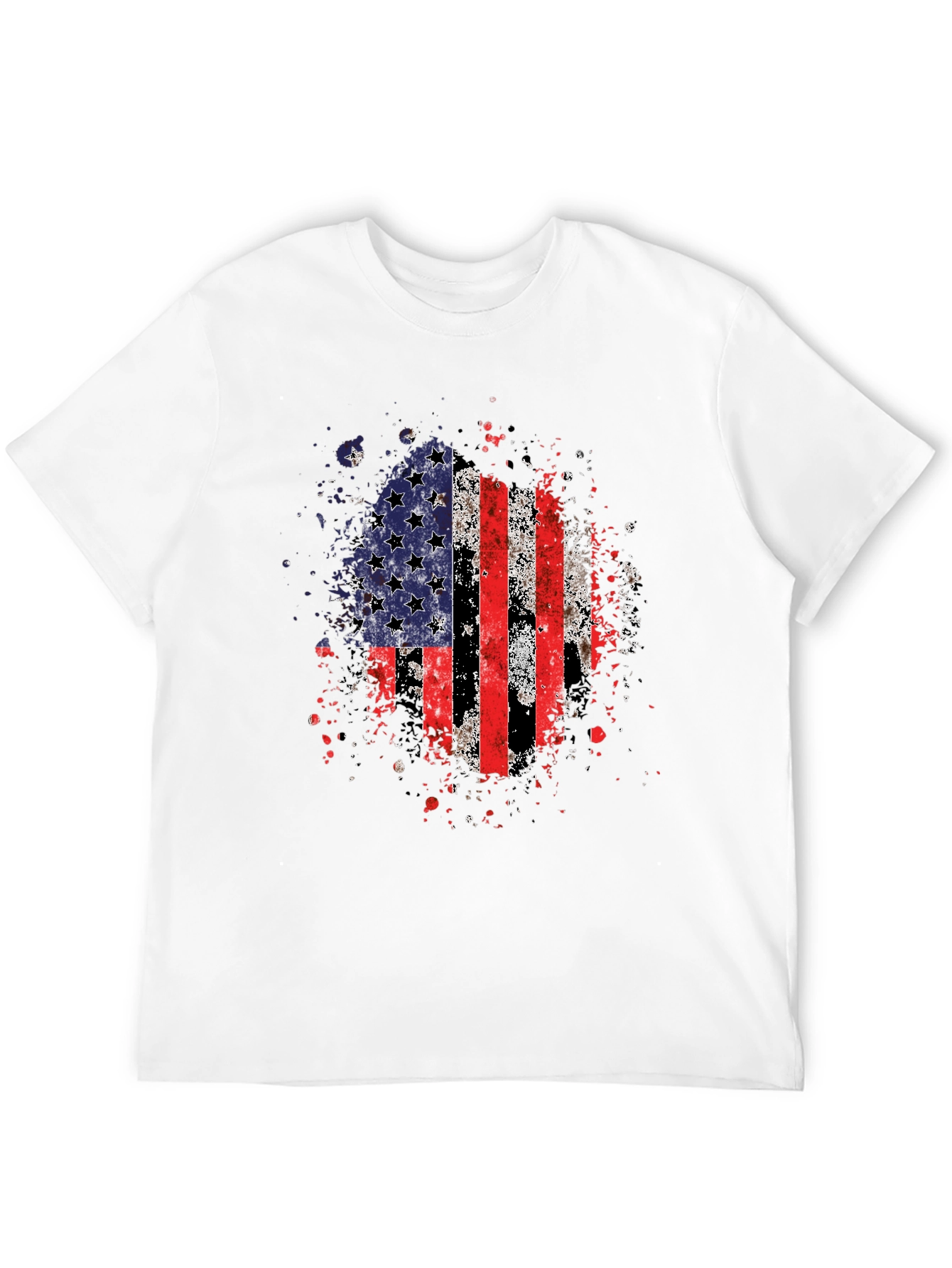 American Flag Graphic Print Black T-Shirt